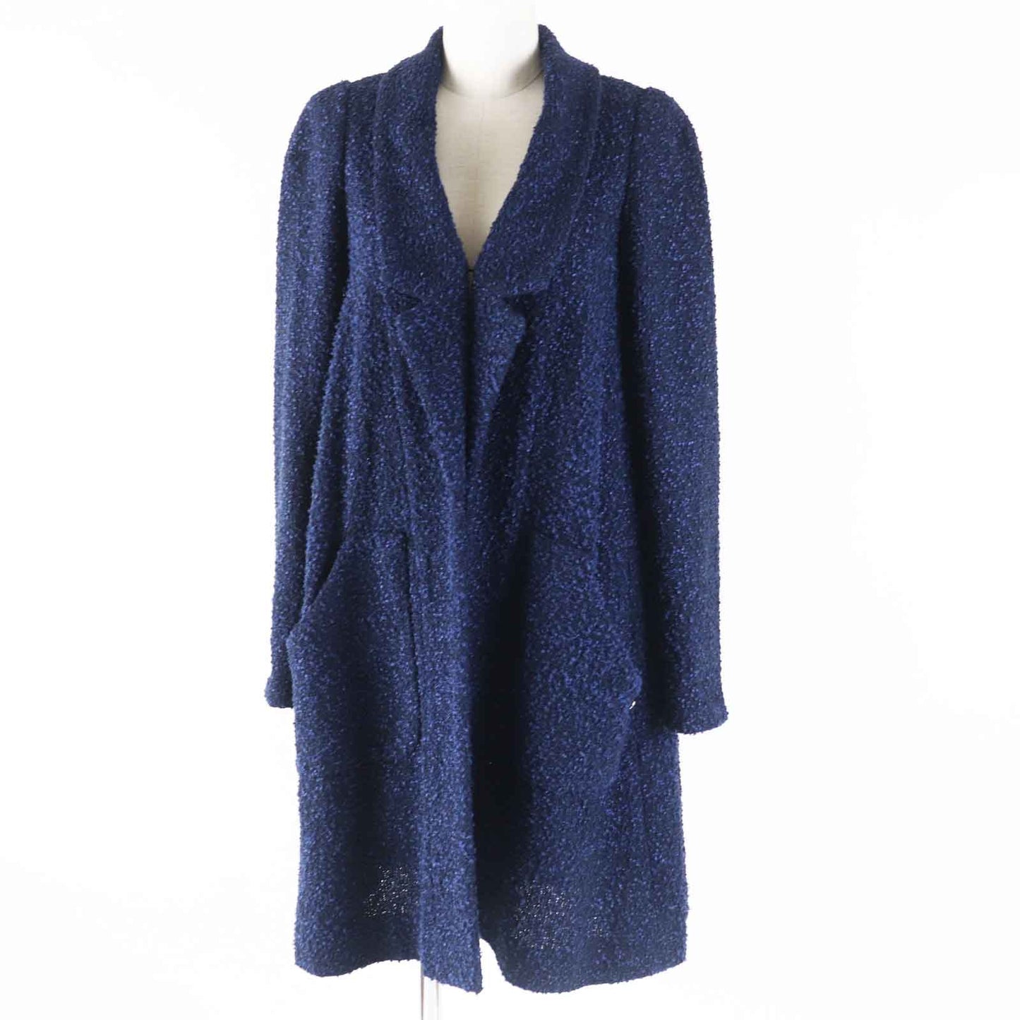 CHANEL coat P53864 Outer material: 35% nylon, Outer material: 34% polyester, Outer material: 31% cotton, Lining: 100% silk Blue navy Women 36