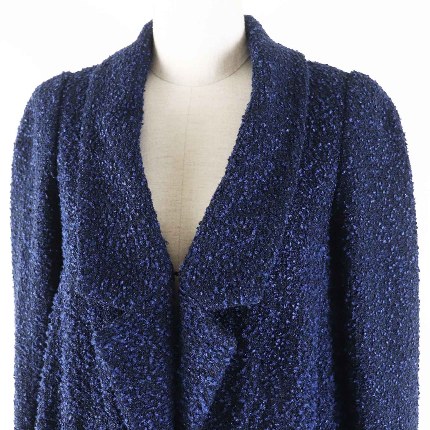 CHANEL coat P53864 Outer material: 35% nylon, Outer material: 34% polyester, Outer material: 31% cotton, Lining: 100% silk Blue navy Women 36
