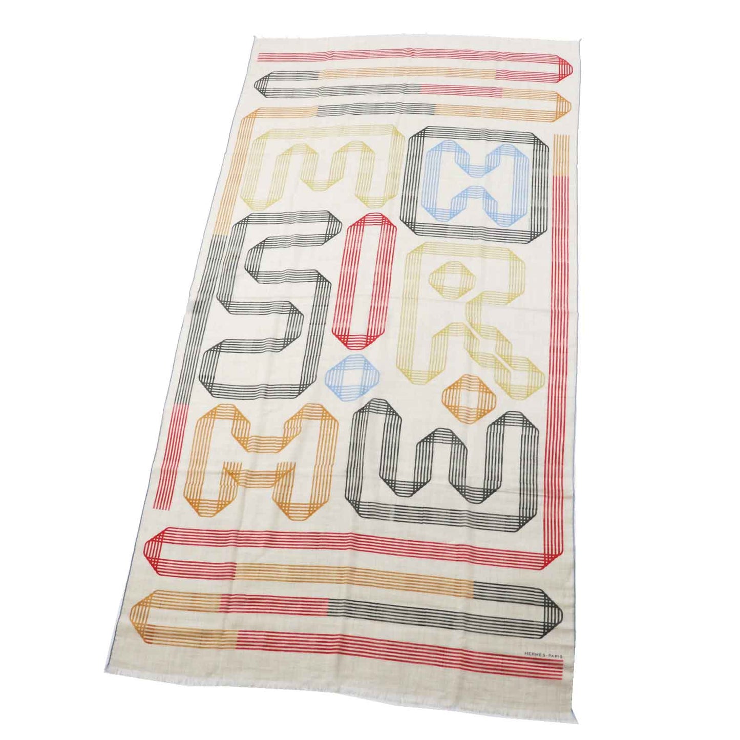 HERMES Stall Main: 100% cashmere Beige multi Les Rubans d'Hermes Hermes ribbons Women