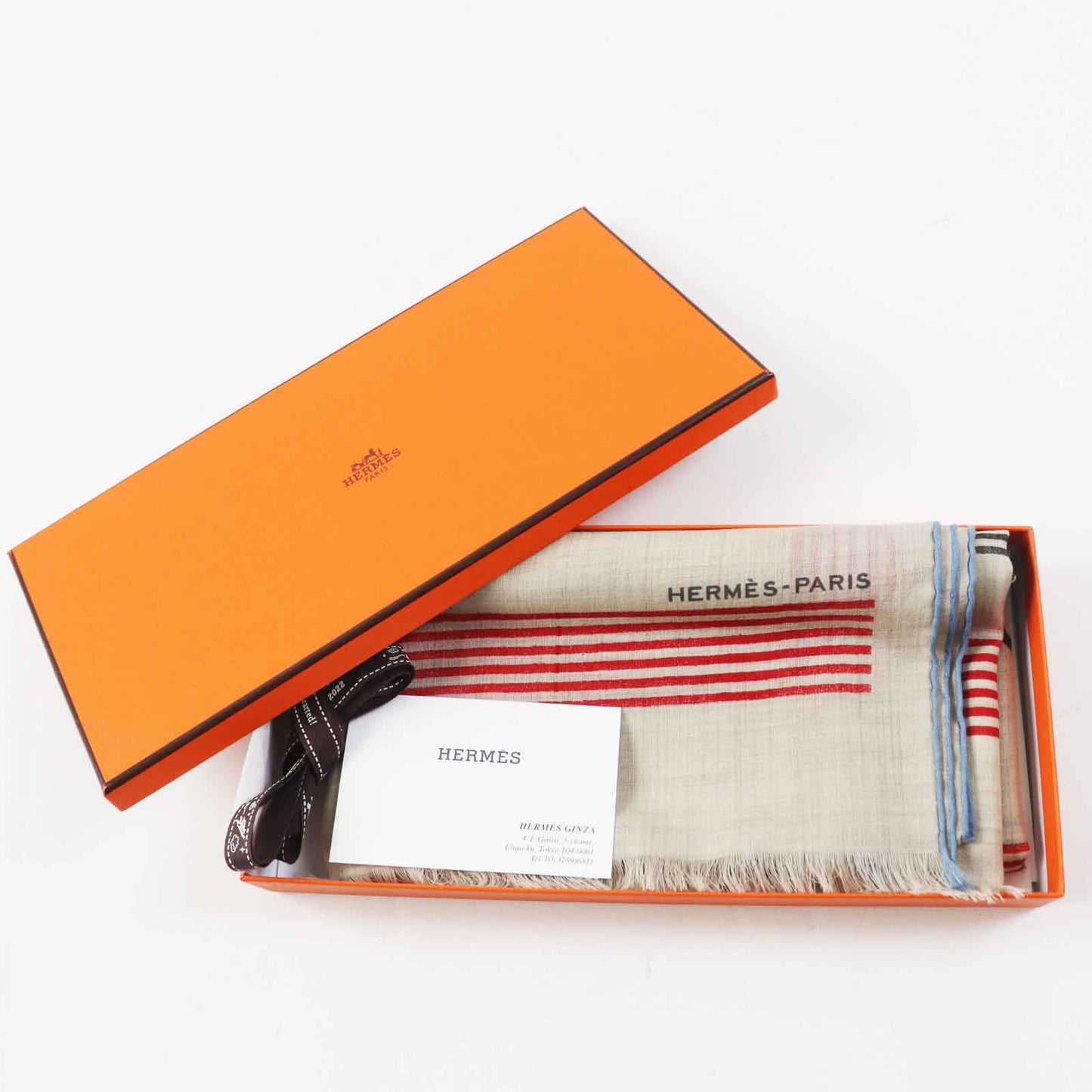 HERMES Stall Main: 100% cashmere Beige multi Les Rubans d'Hermes Hermes ribbons Women