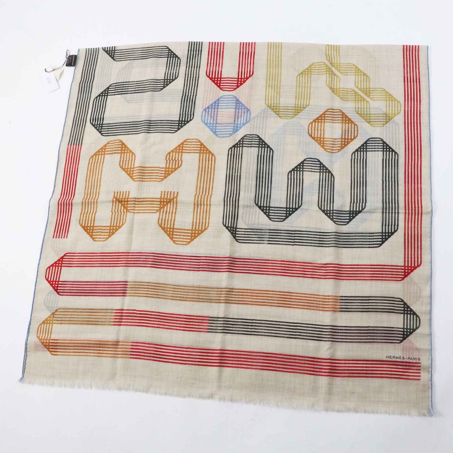 HERMES Stall Main: 100% cashmere Beige multi Les Rubans d'Hermes Hermes ribbons Women