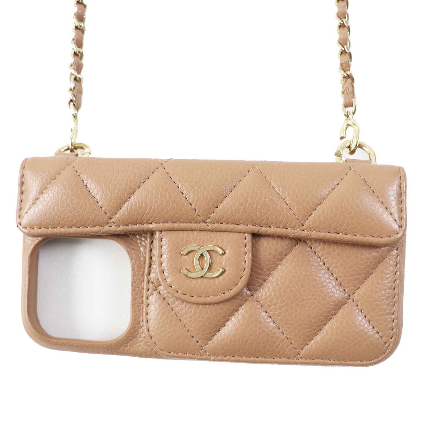 CHANEL iPhone case AP3553 Caviar skin Brown beige Women