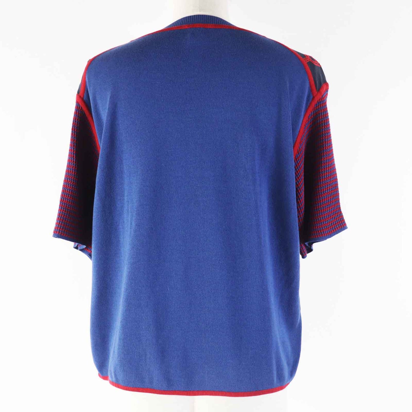 HERMES Short sleeve knit 3E2810DV Outer: 100% silk, part: 57% silk, part: 43% cotton, part: 47% silk, part: 35% cotton Navy red Women 40