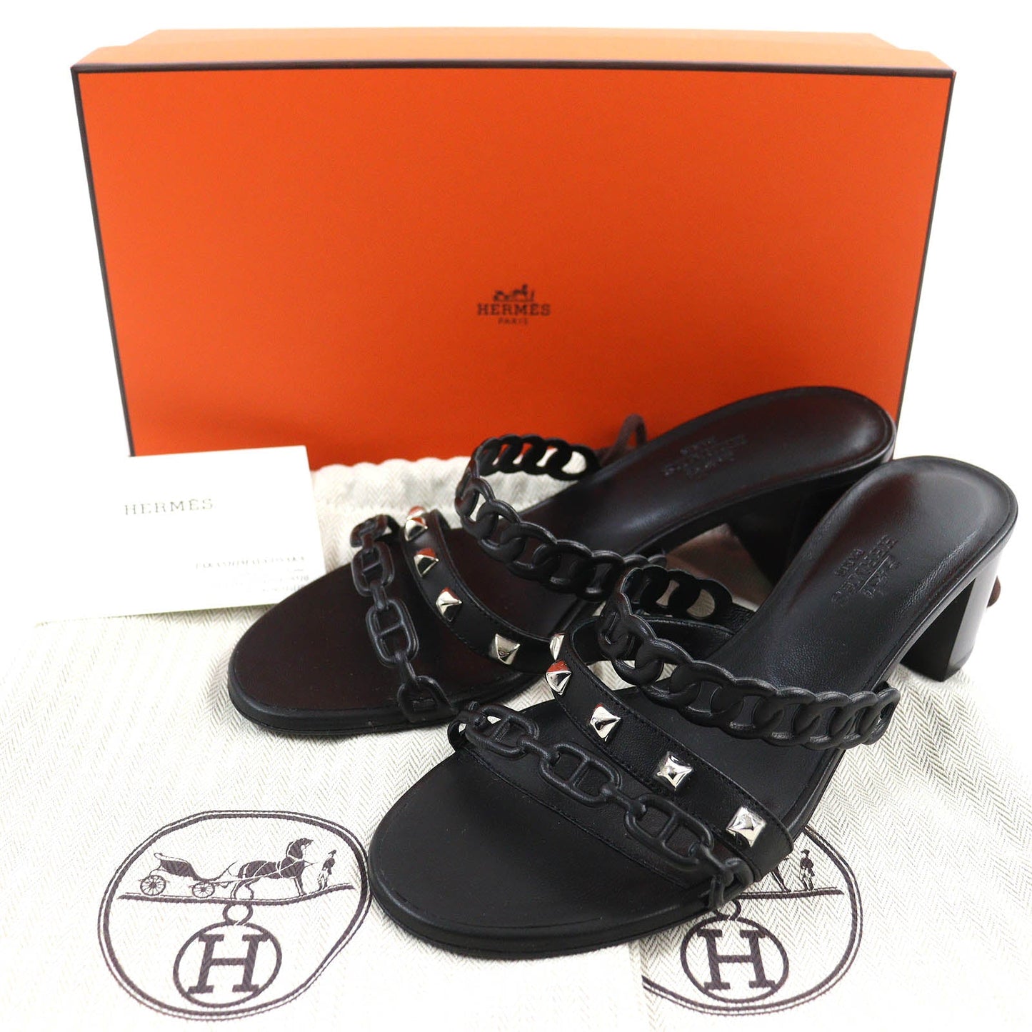 HERMES Sandals 201068Z Main: Leather black Agiaccio Women 36