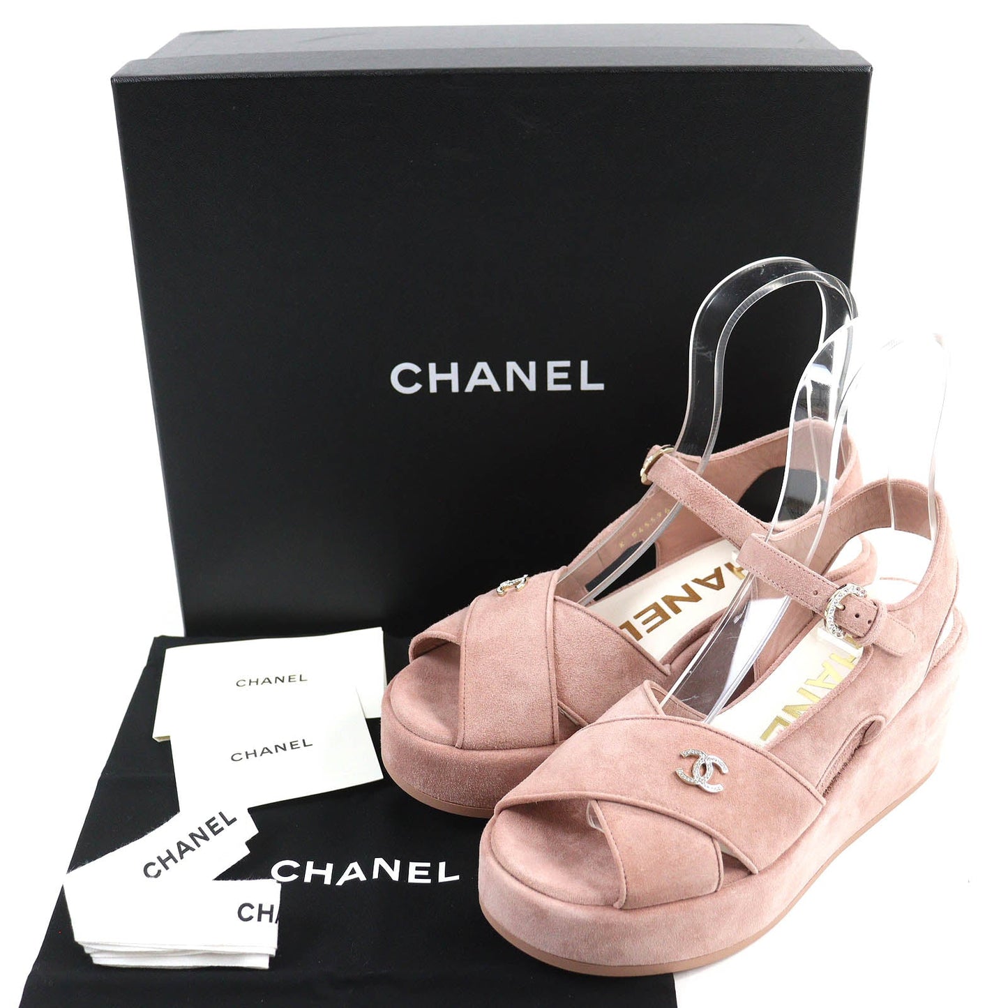 CHANEL Sandals 24P G45594 Main: Suede leather pink Women 37 1/2C