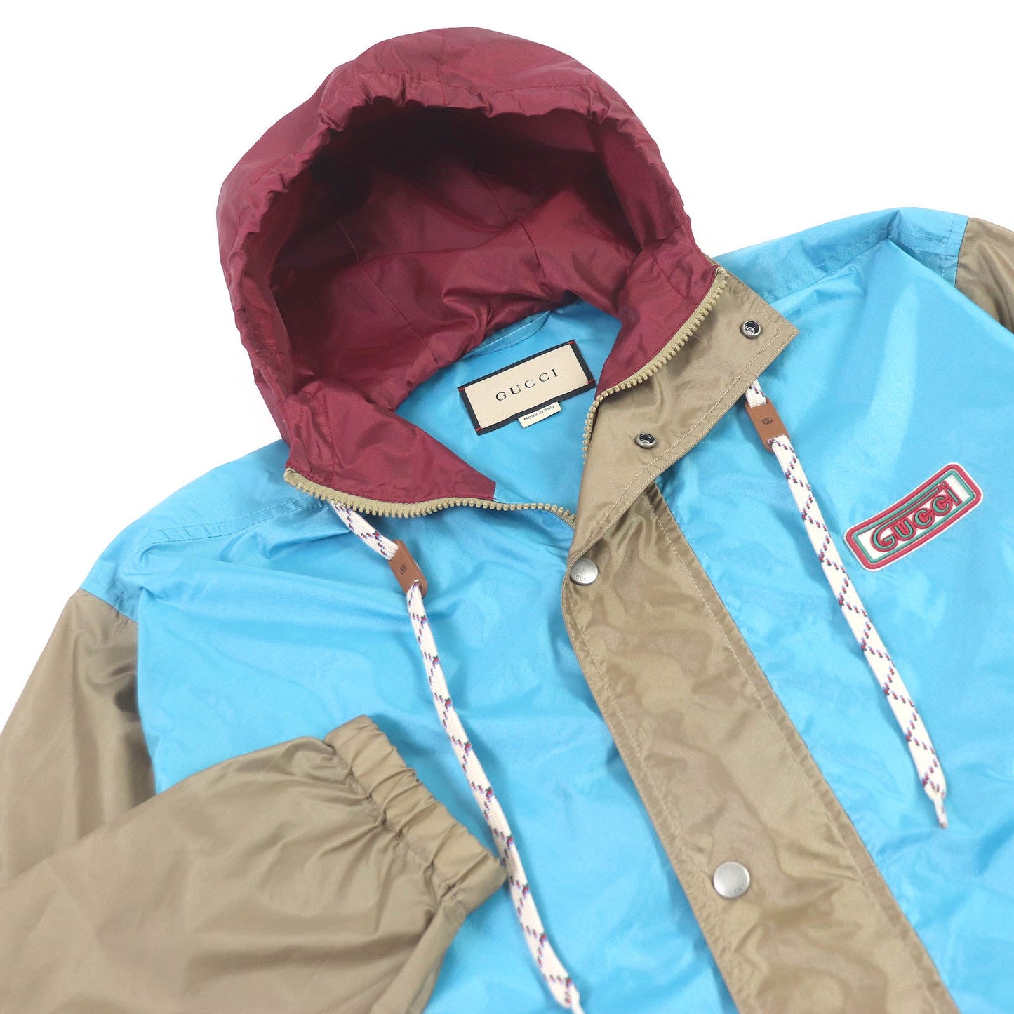 GUCCI Mountain Hoodie 740572 Main: 100% nylon, Part: 100% polyester, Leather part: Cowhide Blue type Multicolor mens 42