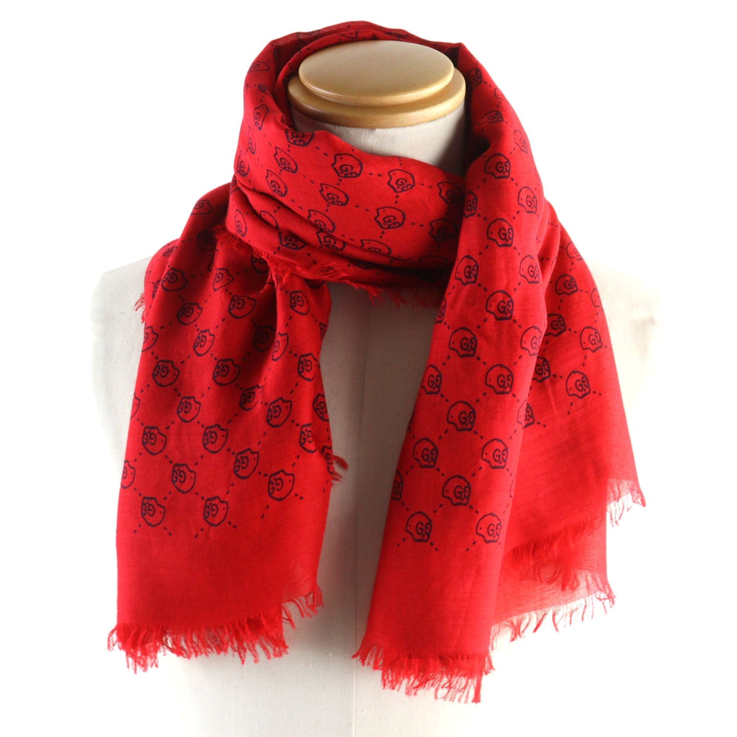 GUCCI scarf 453225 Main: 85% rayon, Main: 15% silk Red black mens