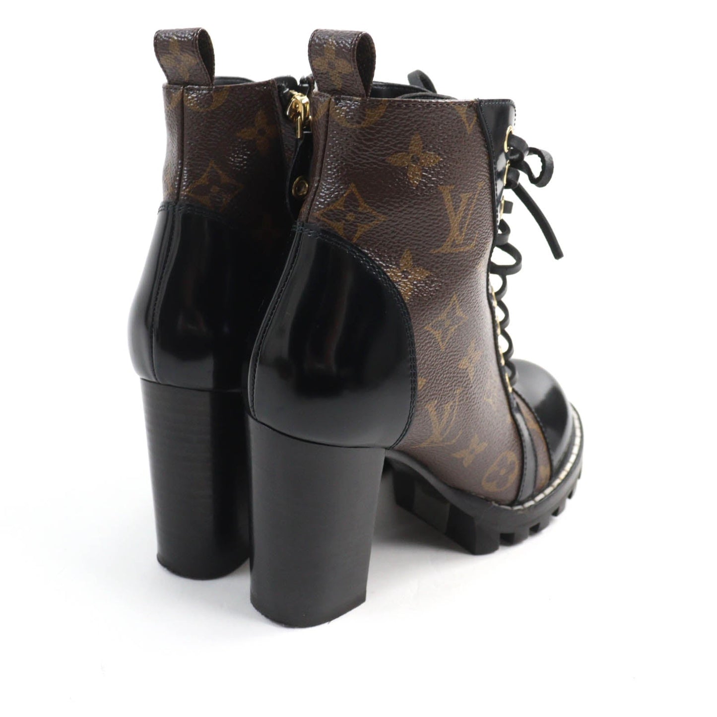 LOUIS VUITTON Ankle boots Main: Monogram canvas, Part: Patent leather Brown black Star Trail Line Women 35