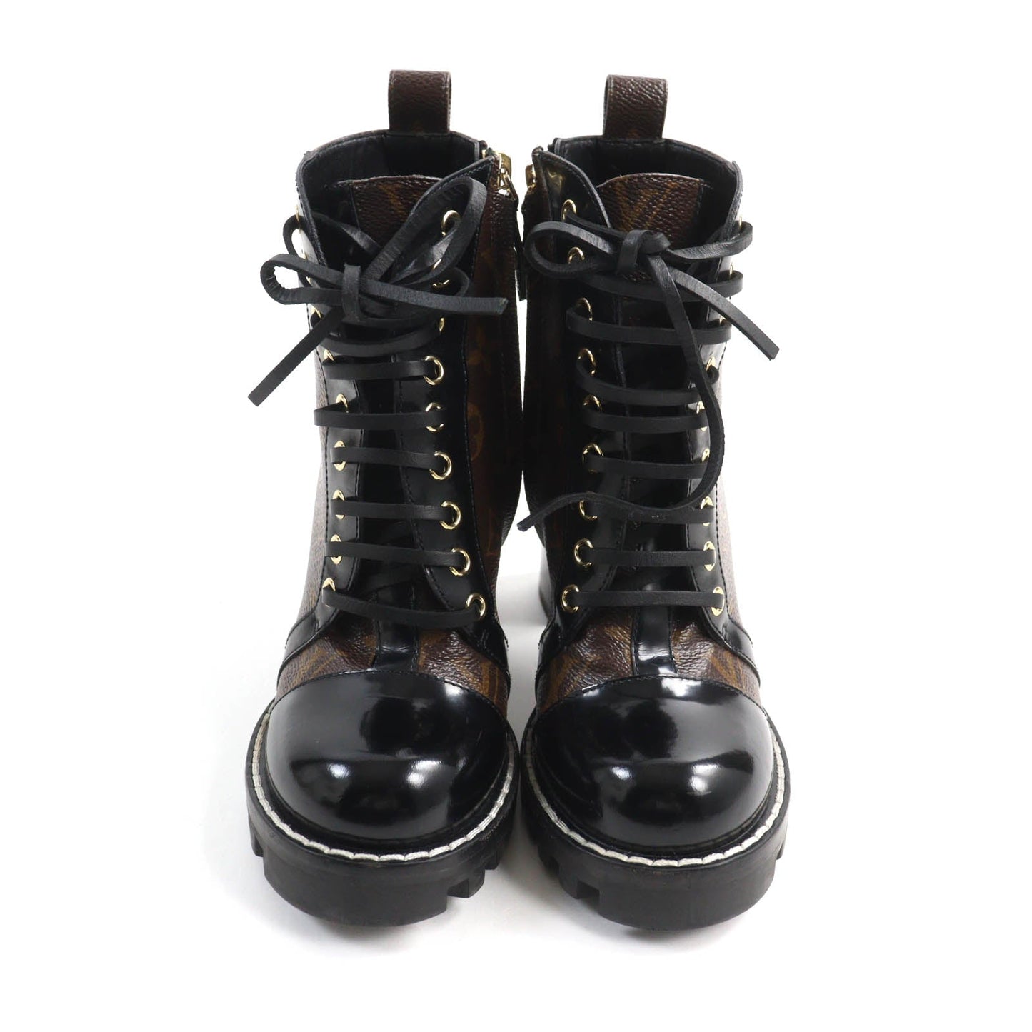 LOUIS VUITTON Ankle boots Main: Monogram canvas, Part: Patent leather Brown black Star Trail Line Women 35