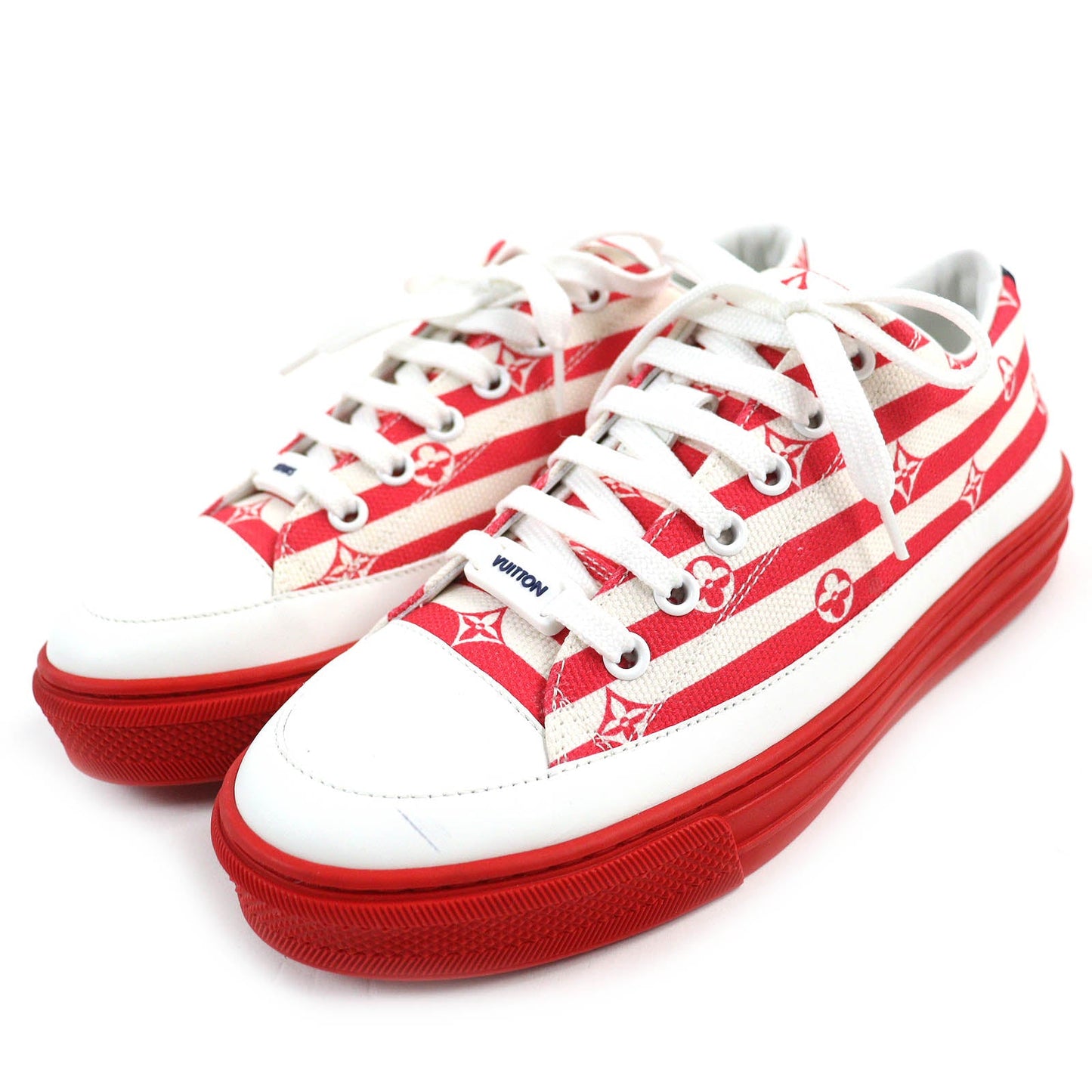 LOUIS VUITTON Low cut sneakers Main: Canvas, Part: Leather Red White Light Beige Navy Stella line LV Escal Women 36 1/2