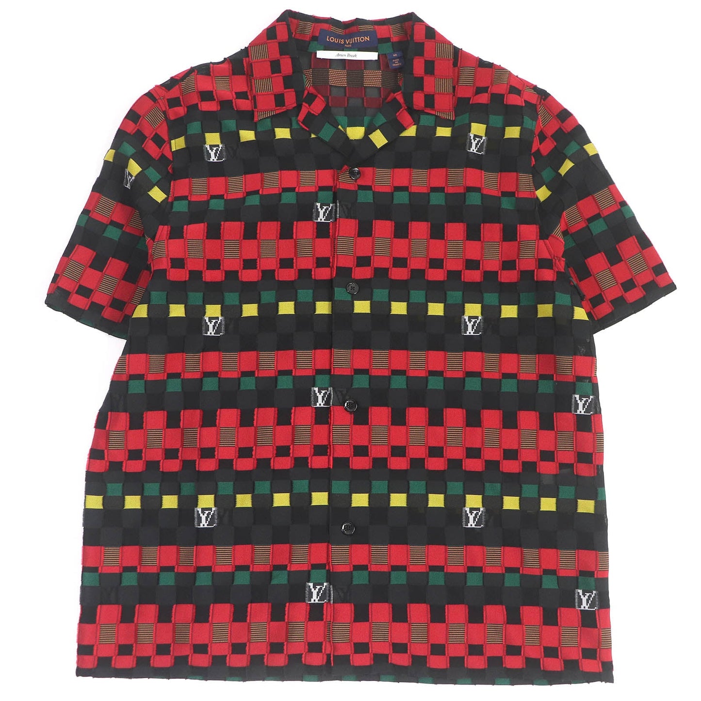 LOUIS VUITTON Short sleeve shirt HMS87W Main: 66% rayon, Main: 34% polyester multicolor mens M