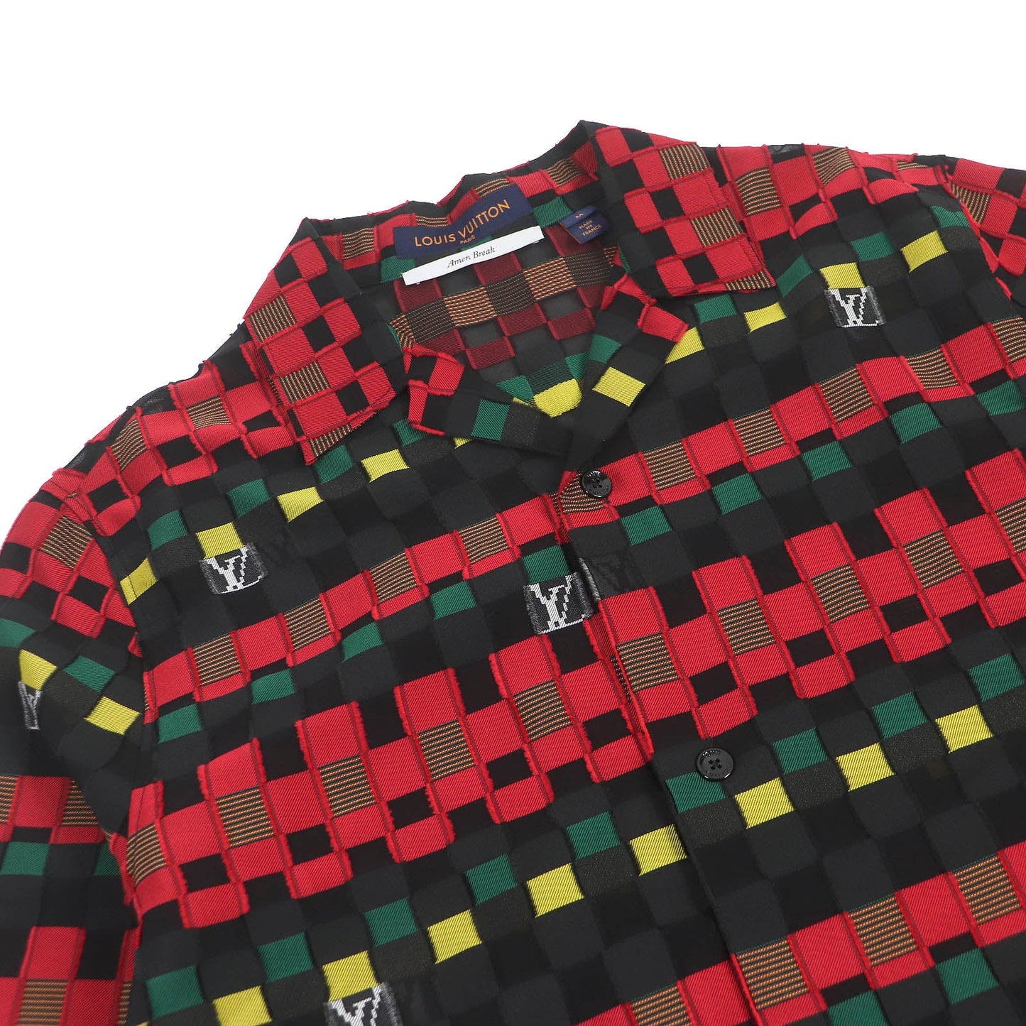 LOUIS VUITTON Short sleeve shirt HMS87W Main: 66% rayon, Main: 34% polyester multicolor mens M
