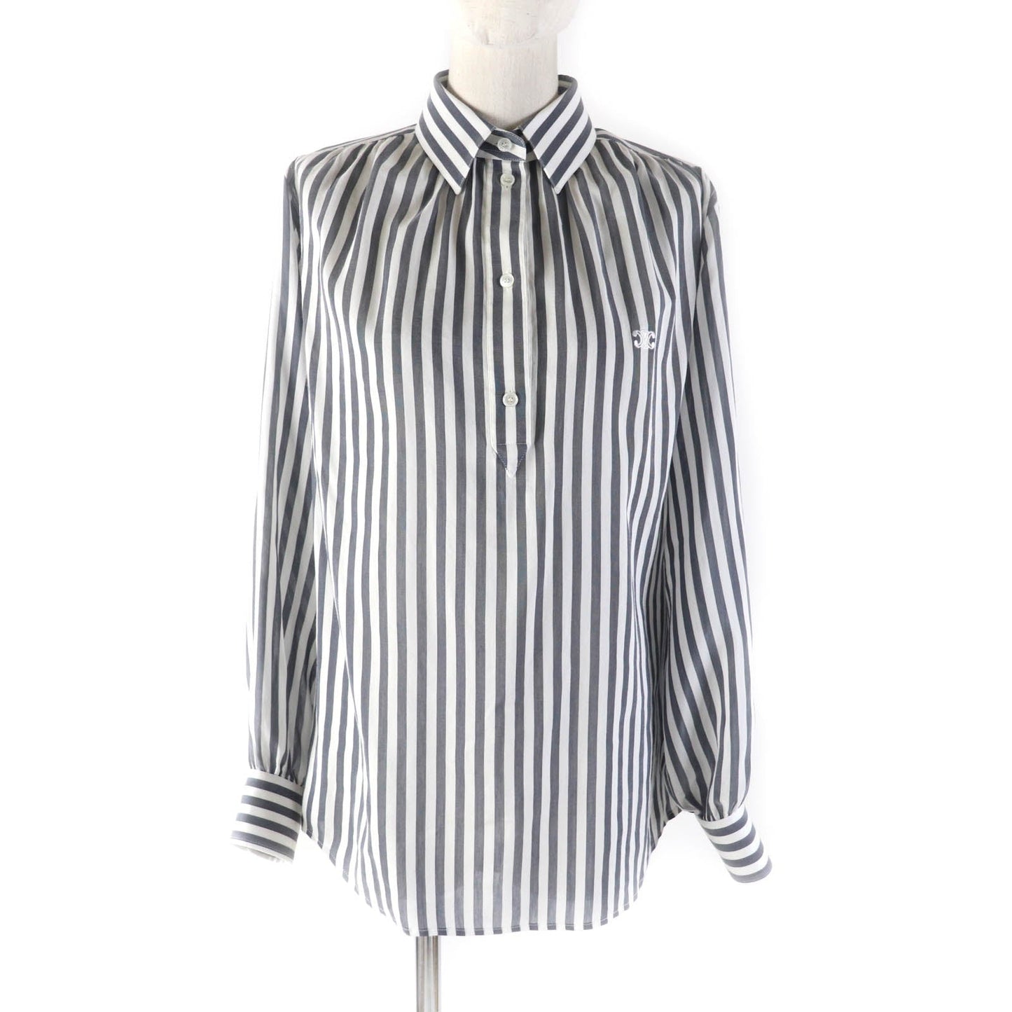CELINE Long sleeve shirt 2C703637P Main: 73% cotton, Main: 27% silk Gray white Women 34