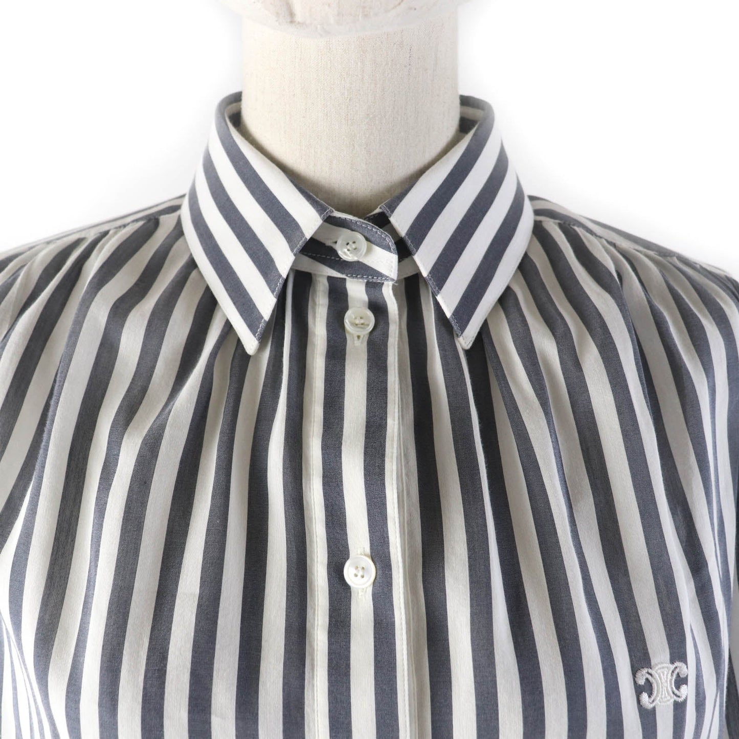 CELINE Long sleeve shirt 2C703637P Main: 73% cotton, Main: 27% silk Gray white Women 34