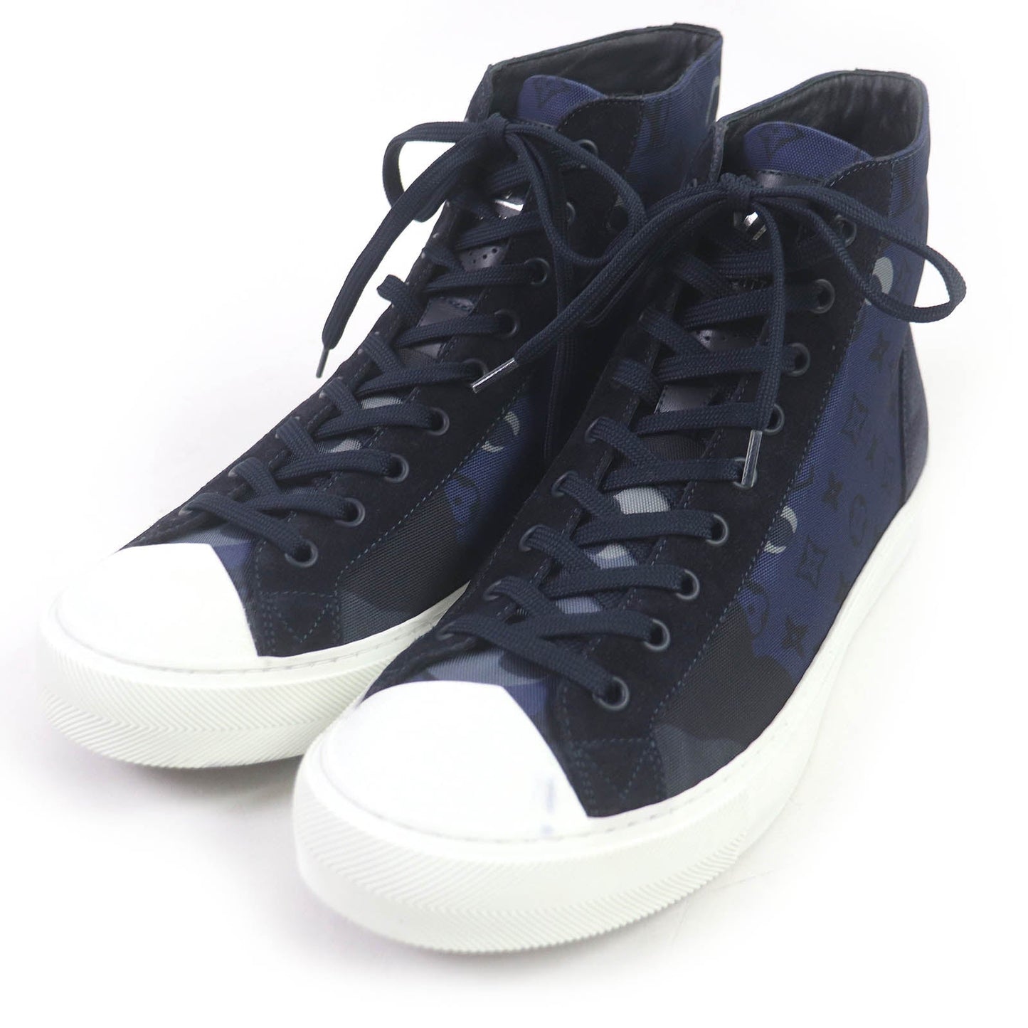 LOUIS VUITTON High cut sneakers Main: suede leather, Main: canvas Navy Tattoo line mens 7