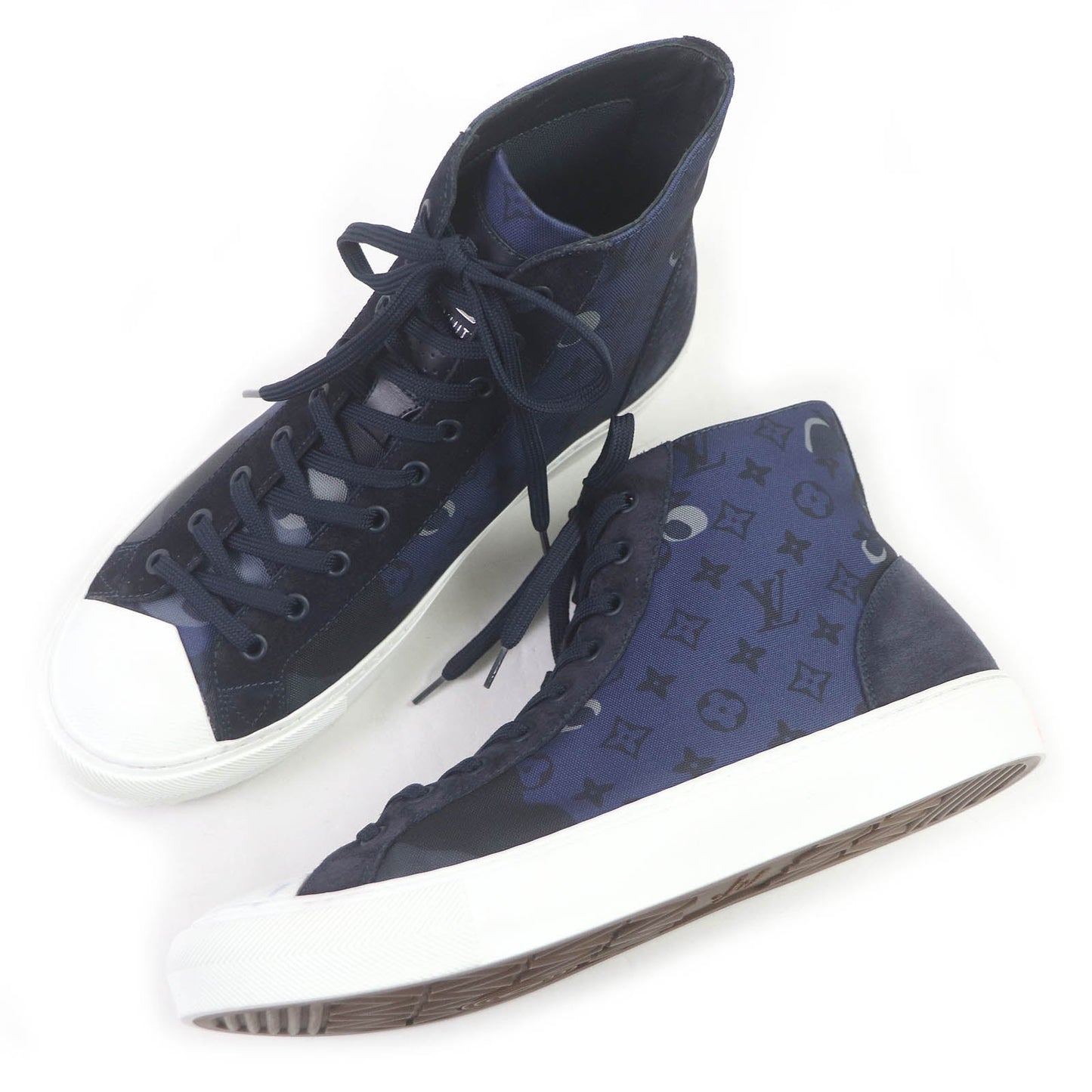 LOUIS VUITTON High cut sneakers Main: suede leather, Main: canvas Navy Tattoo line mens 7