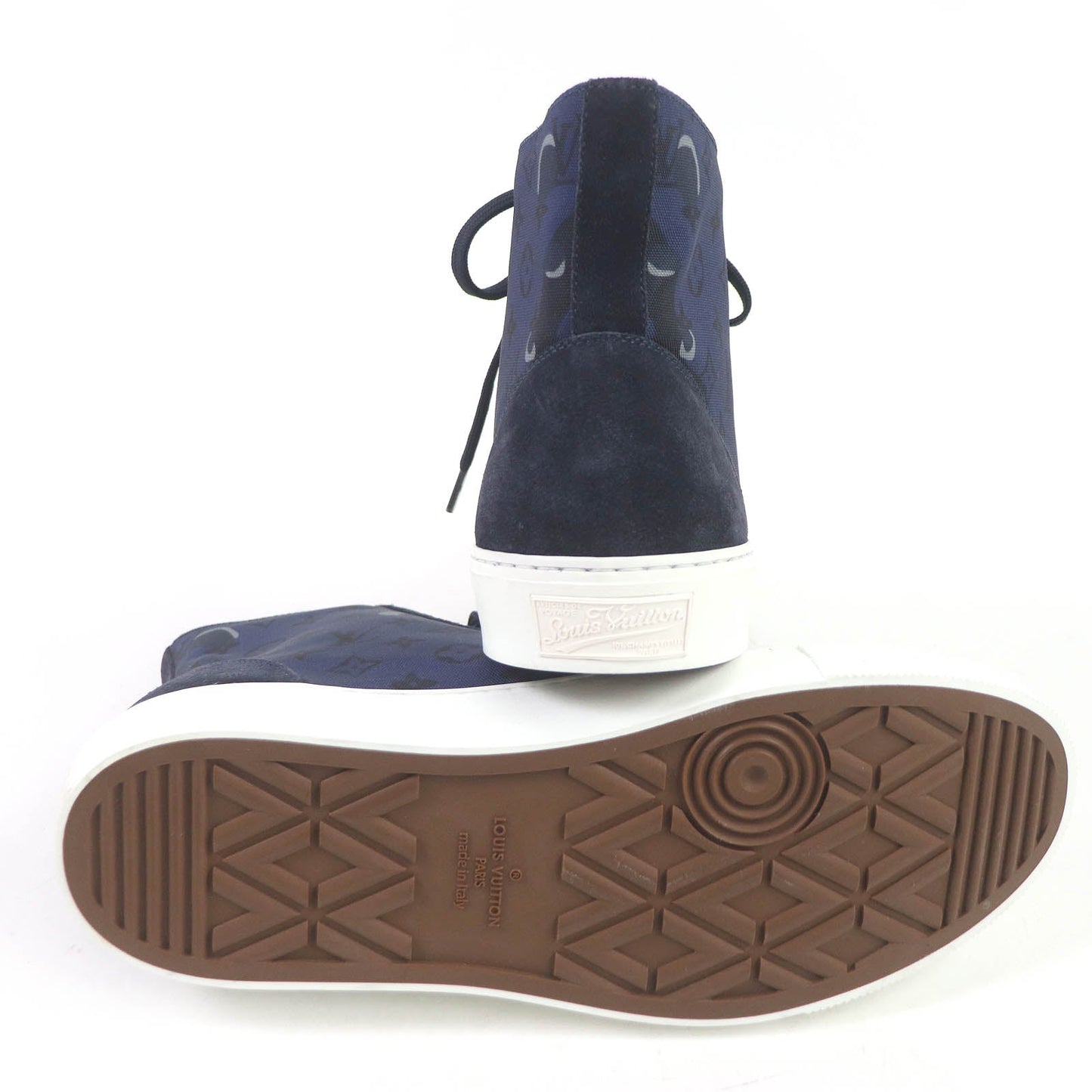 LOUIS VUITTON High cut sneakers Main: suede leather, Main: canvas Navy Tattoo line mens 7