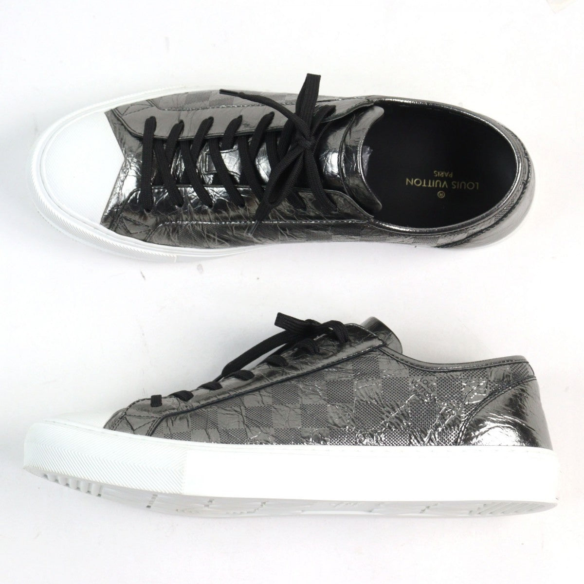 LOUIS VUITTON Low cut sneakers 1A90GA leather Two-tone (black) Tattoo Line 9