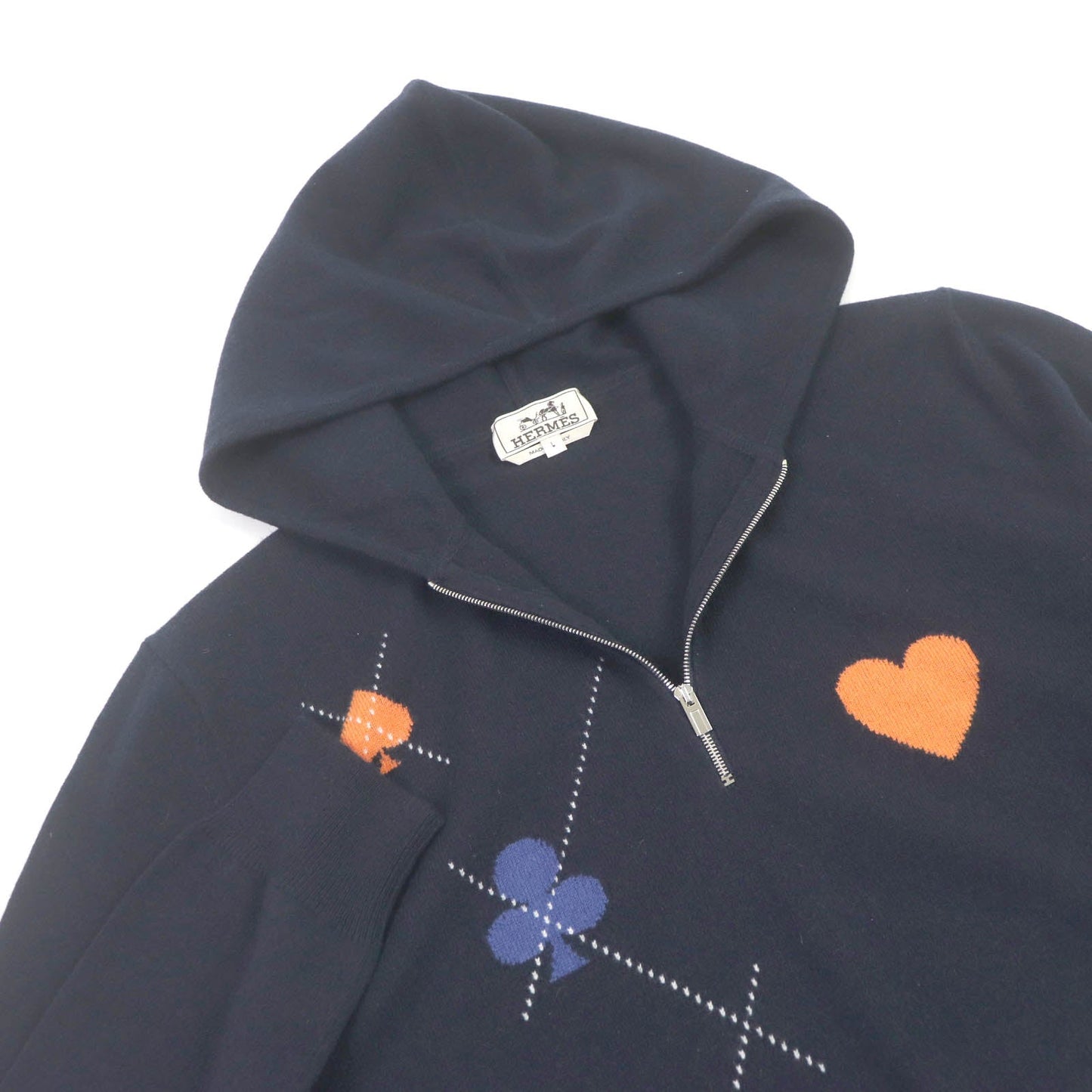 HERMES sweater Main: 100% cashmere Navy mens L