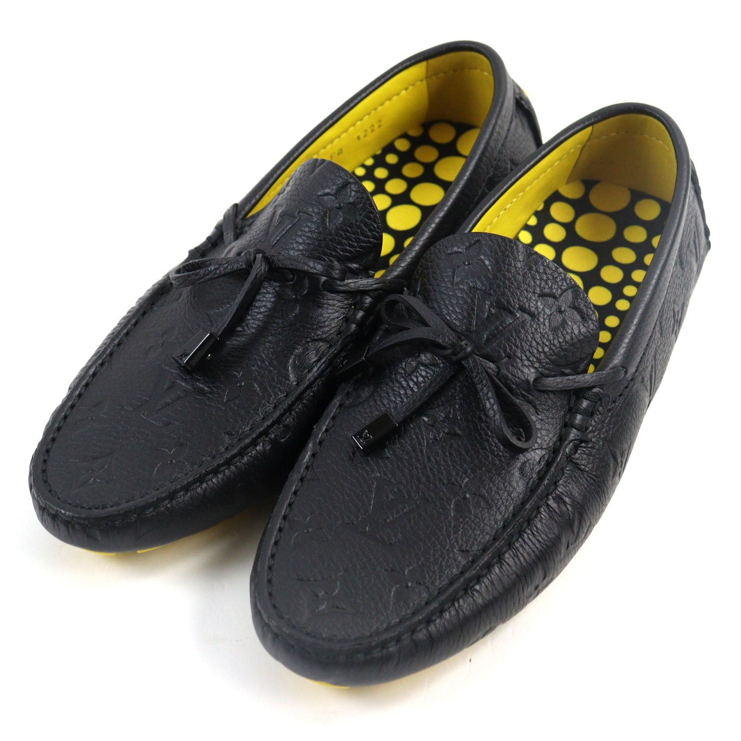 LOUIS VUITTON Flat shoes Main: Leather Black yellow LV driver line mens 7