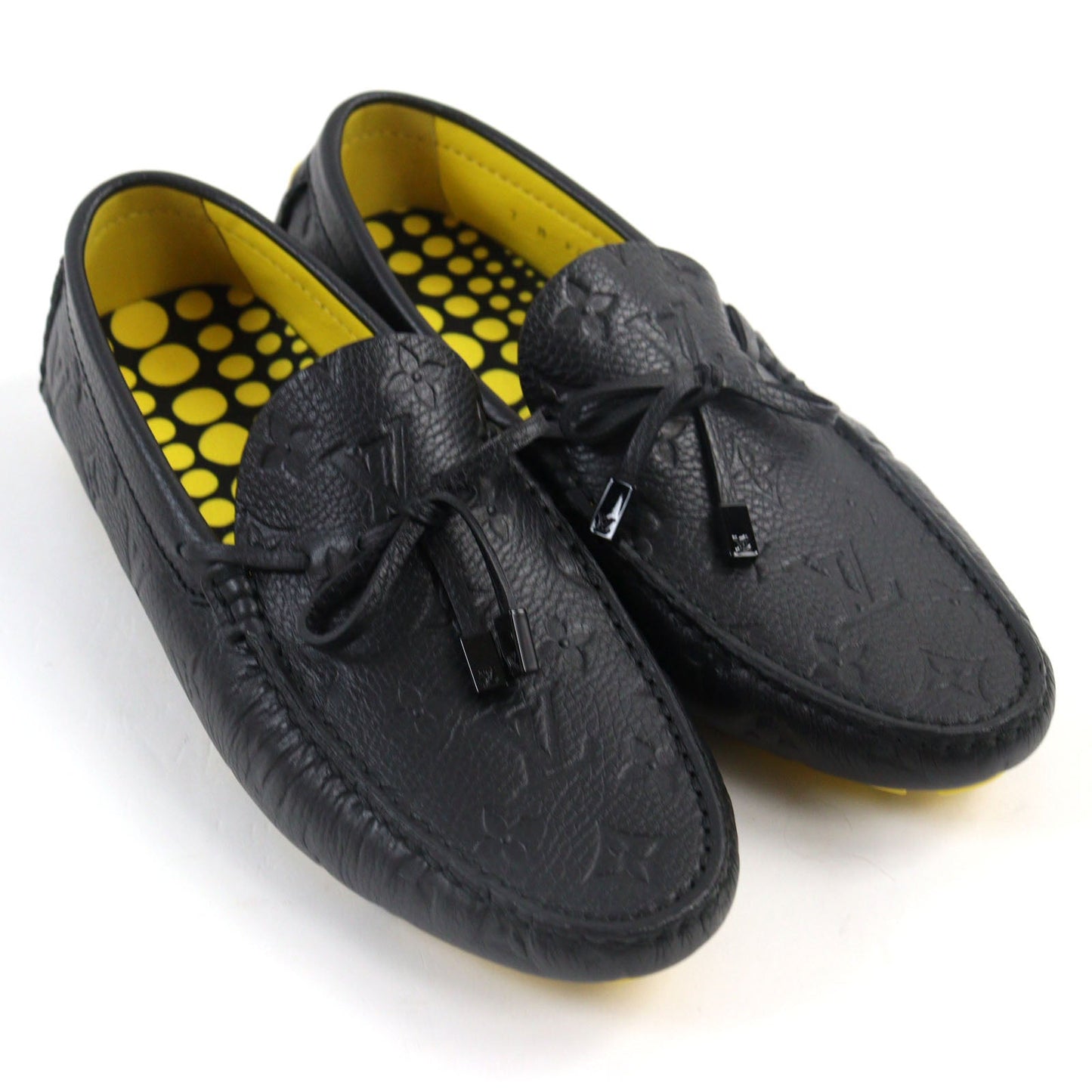 LOUIS VUITTON Flat shoes Main: Leather Black yellow LV driver line mens 7