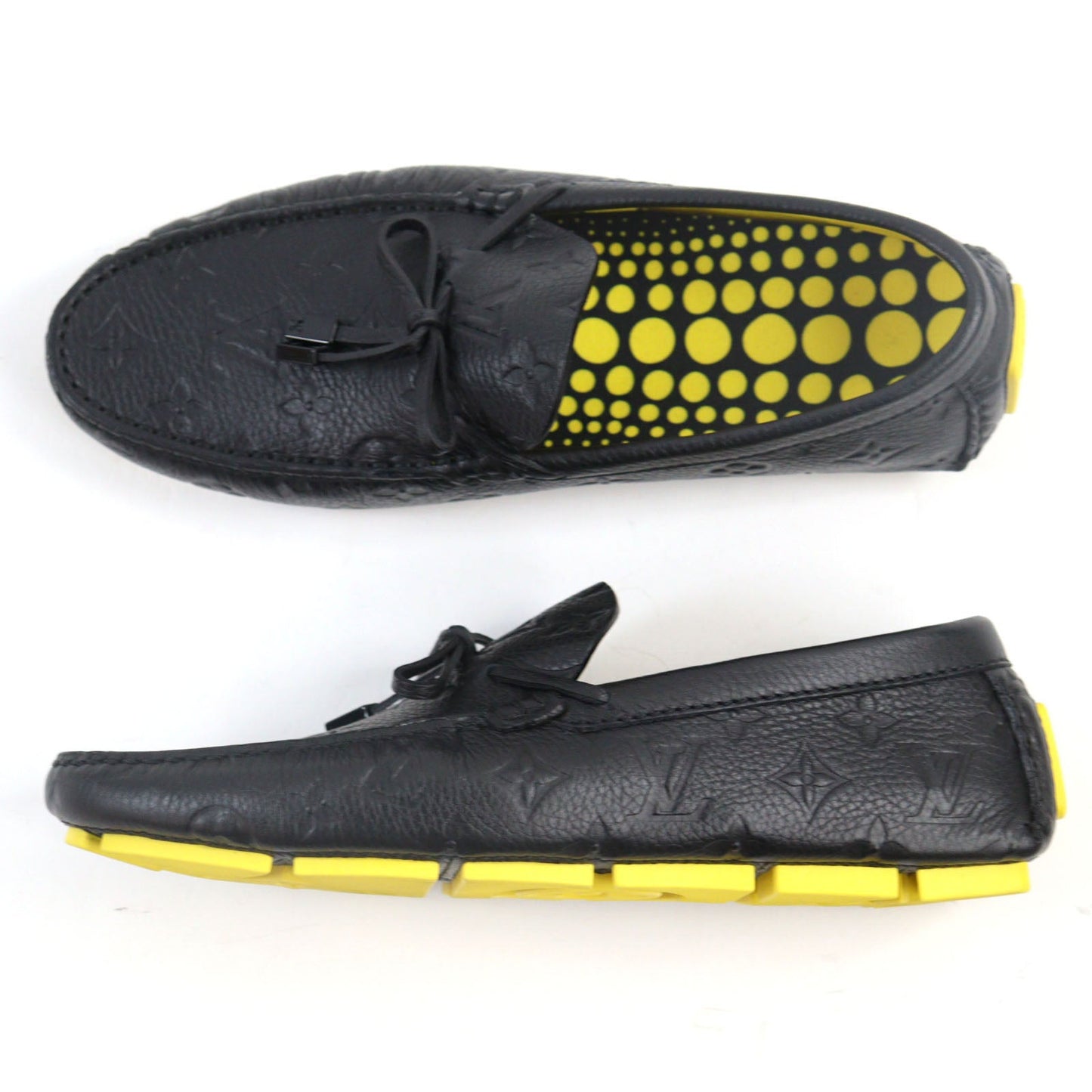 LOUIS VUITTON Flat shoes Main: Leather Black yellow LV driver line mens 7