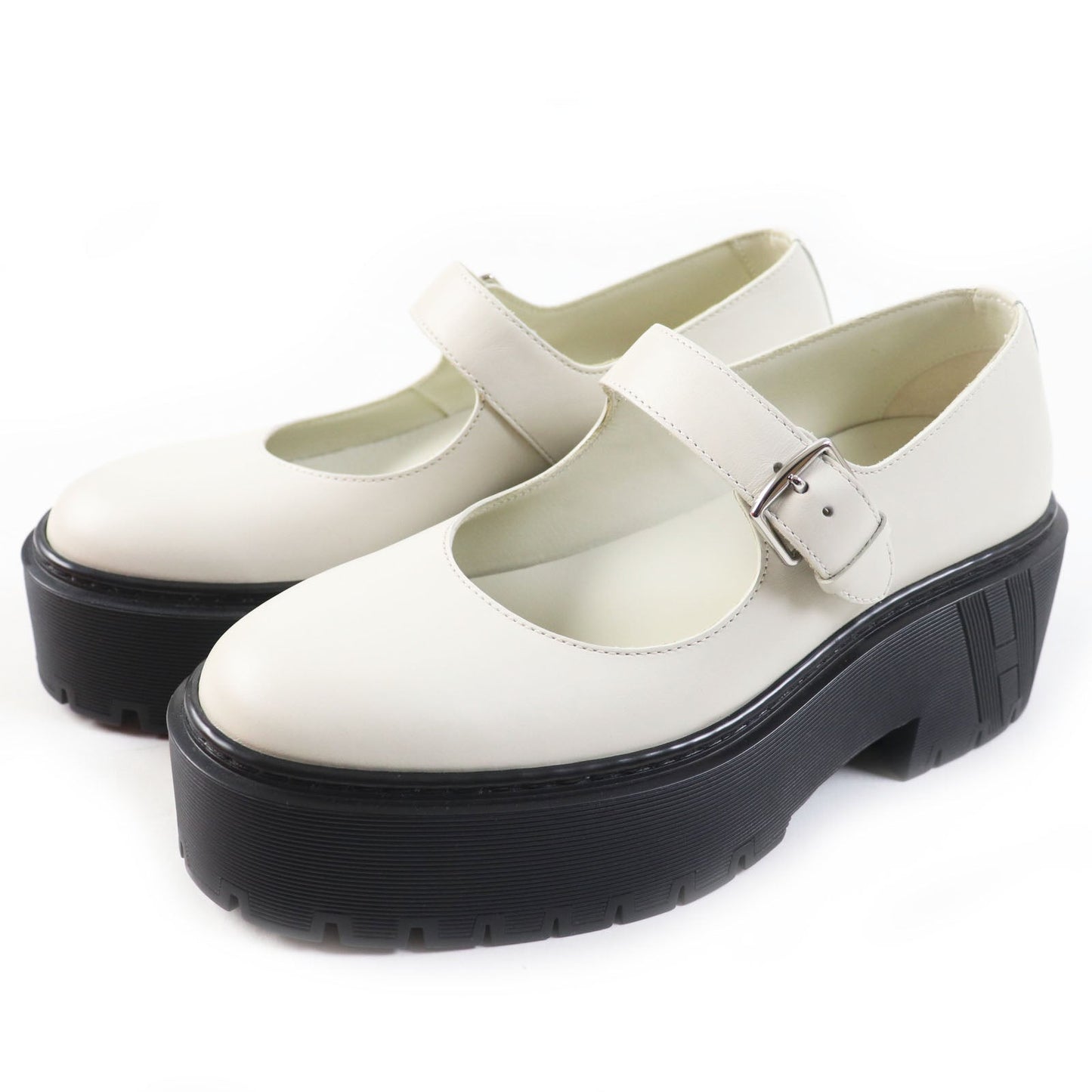 HERMES Leather shoes Main: Leather, Part: Rubber Ivory black Hoxton H Cadenas Women 35 1/2
