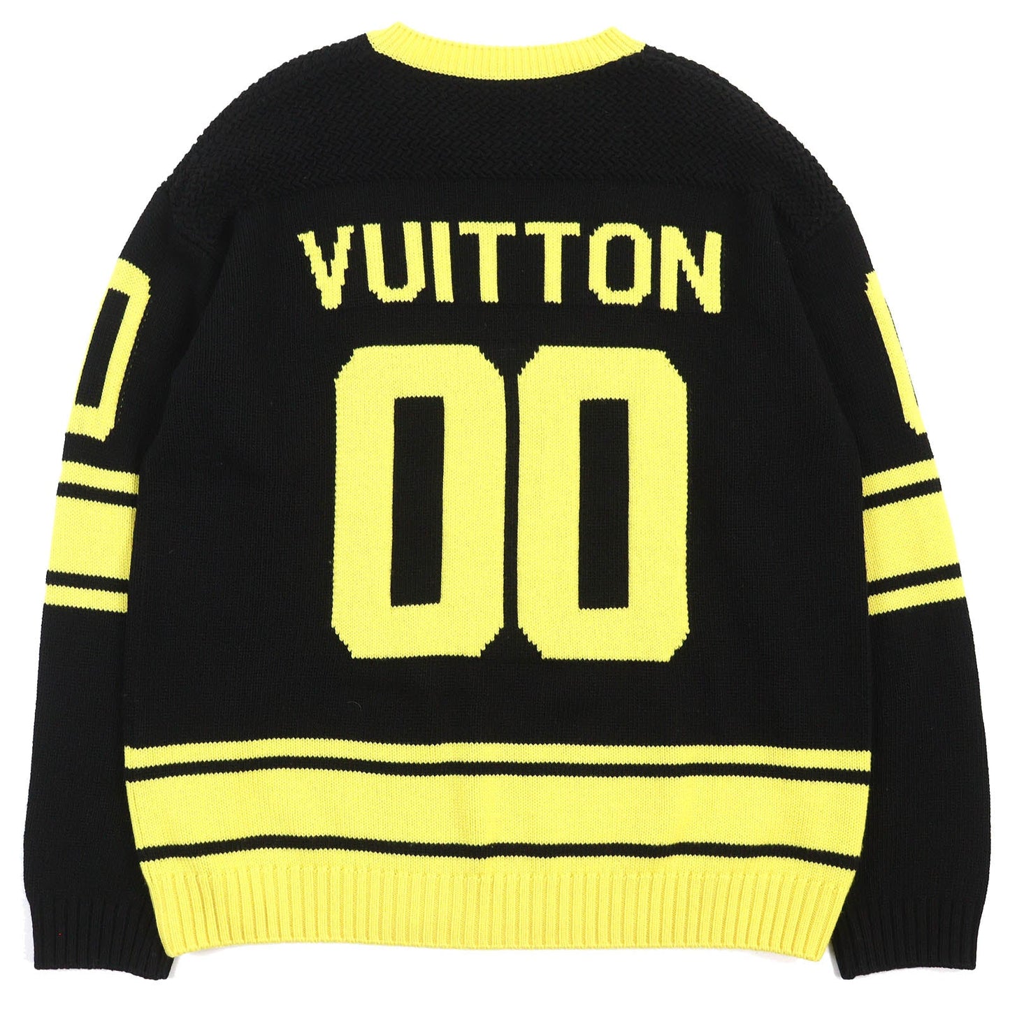 LOUIS VUITTON knit Main: 68% wool, 18% rayon, 9% nylon, 5% cashmere Black yellow Amen Break LV Intarsia Football mens XL