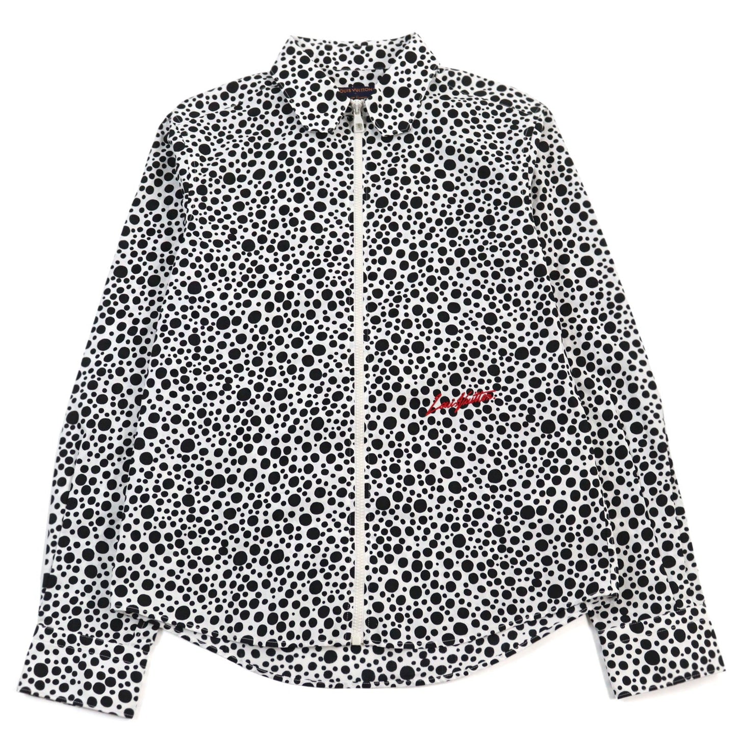 LOUIS VUITTON Military jacket 1AB6I0 Main: 100% cotton White Black Dot Pattern Infinity Dots Printed Zipped Shirt mens S