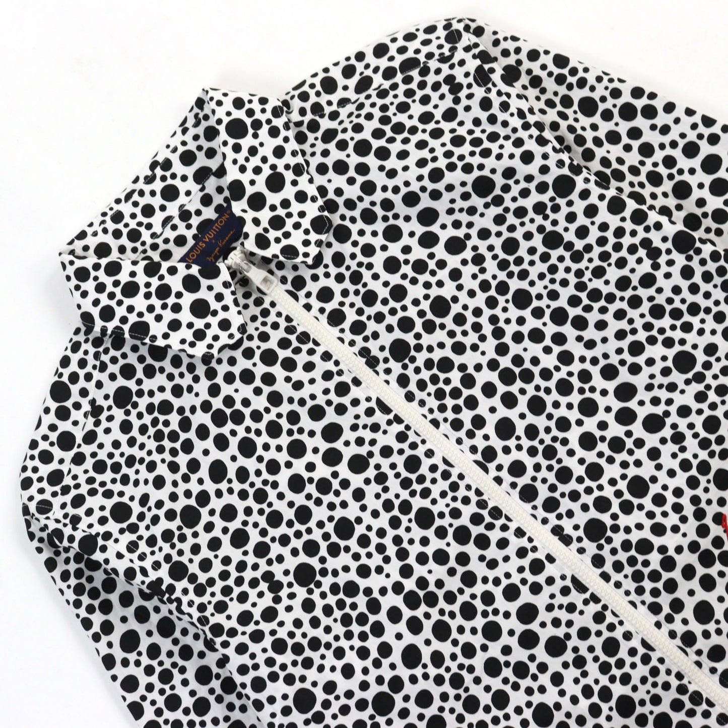 LOUIS VUITTON Military jacket 1AB6I0 Main: 100% cotton White Black Dot Pattern Infinity Dots Printed Zipped Shirt mens S