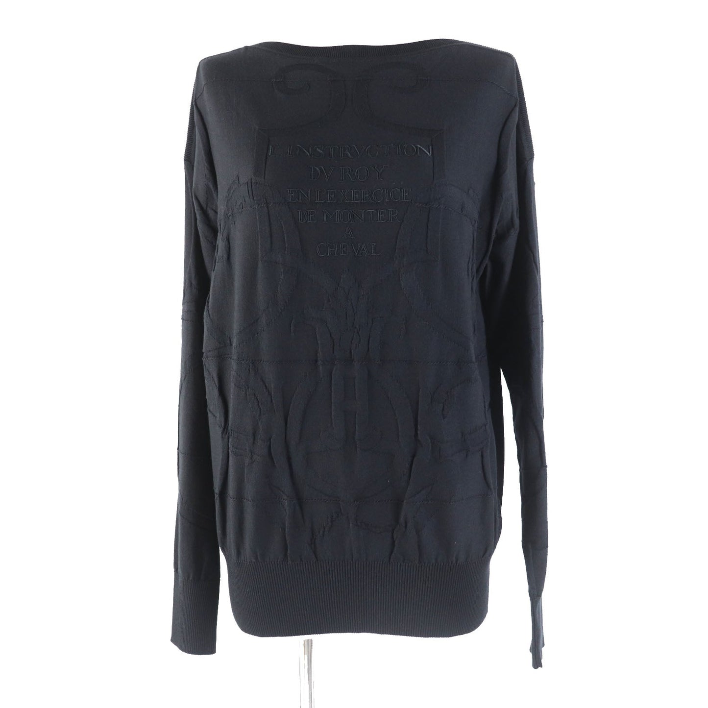 HERMES knit Main: 52% silk, Main: 40% cotton, Main: 6% nylon, Main: 2% polyurethane, Part: 100% rayon black L'INSTRVCTION DV ROY Teiogaku Women 36