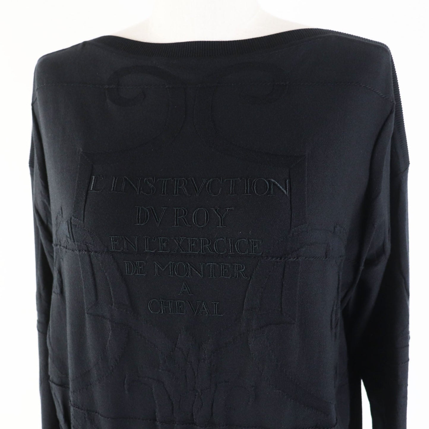 HERMES knit Main: 52% silk, Main: 40% cotton, Main: 6% nylon, Main: 2% polyurethane, Part: 100% rayon black L'INSTRVCTION DV ROY Teiogaku Women 36