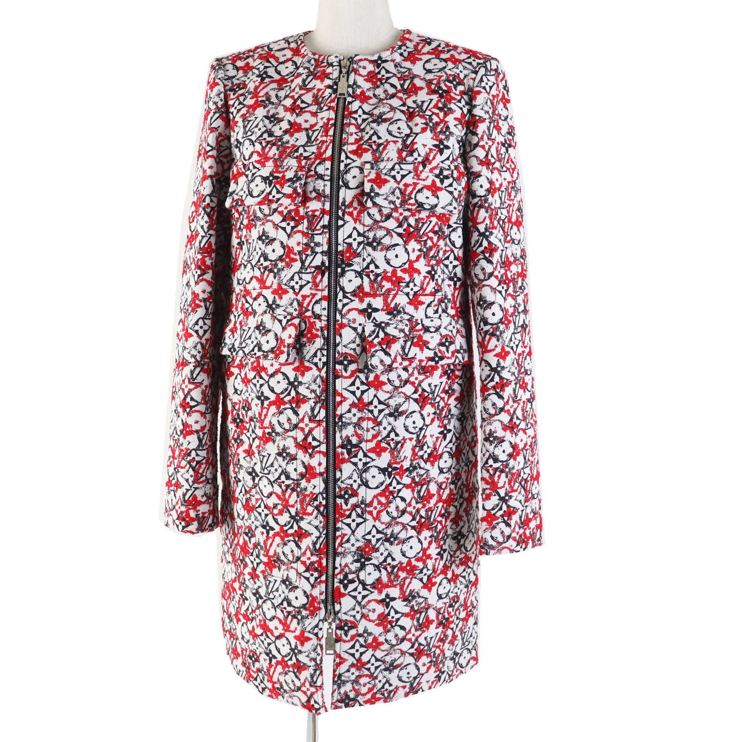 LOUIS VUITTON coat Main: 52% cotton, Main: 43% rayon, Main: 5% nylon, Lining: 50% rayon, Outer: 50% cupra Red White Black Women 38