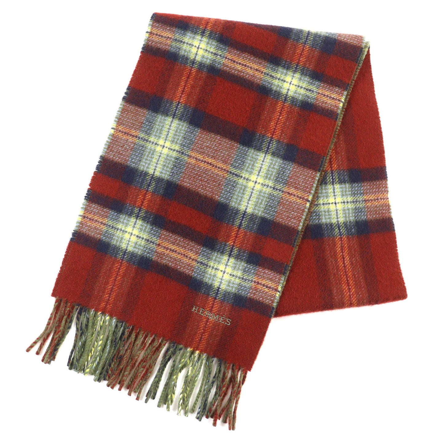 HERMES Scarf Main: 100% cashmere Red type Back to school Women(Unisex)