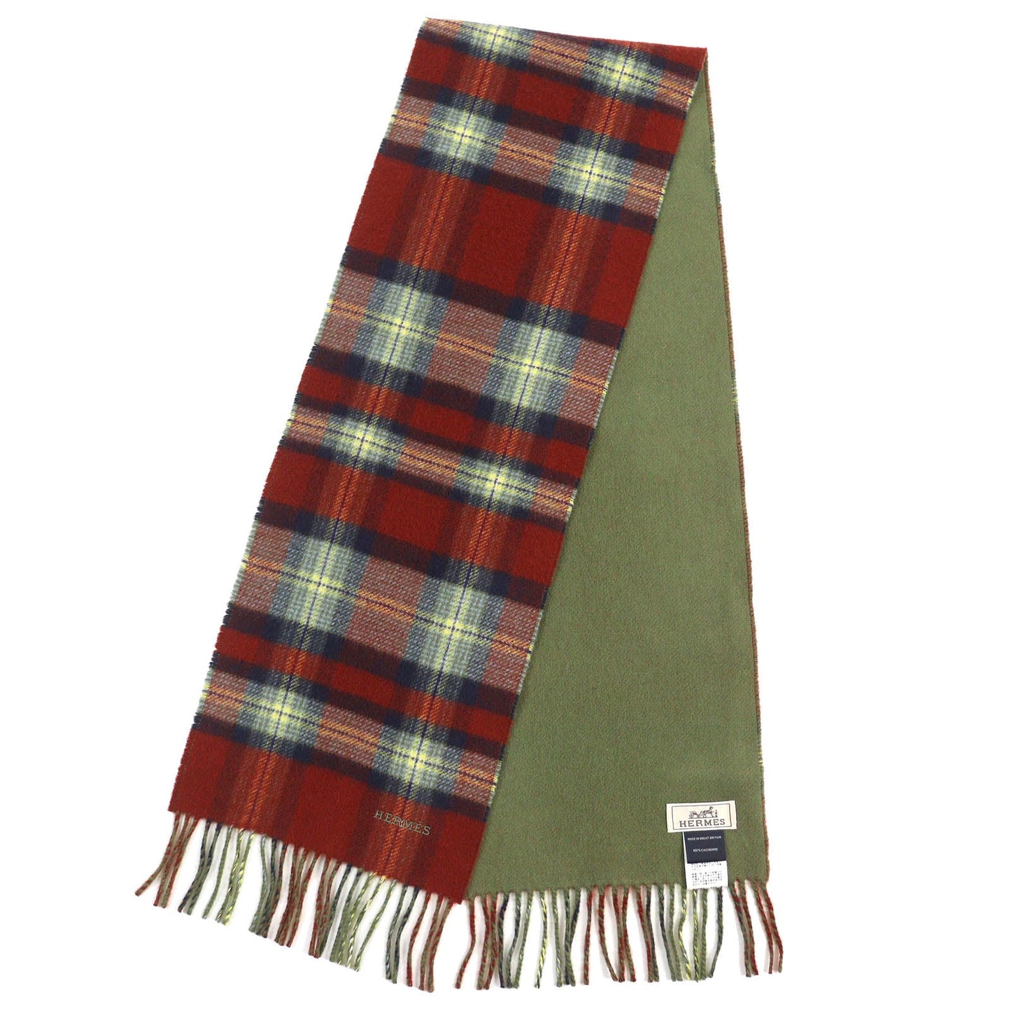 HERMES Scarf Main: 100% cashmere Red type Back to school Women(Unisex)