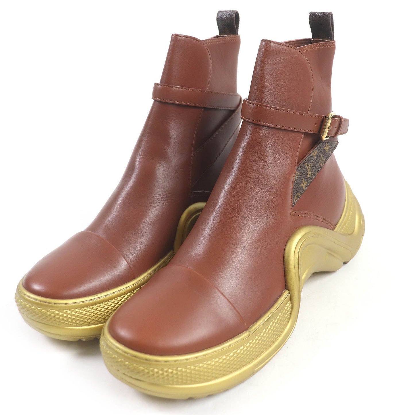 LOUIS VUITTON short boots Main: Leather Brown gold Arclight line mens 42