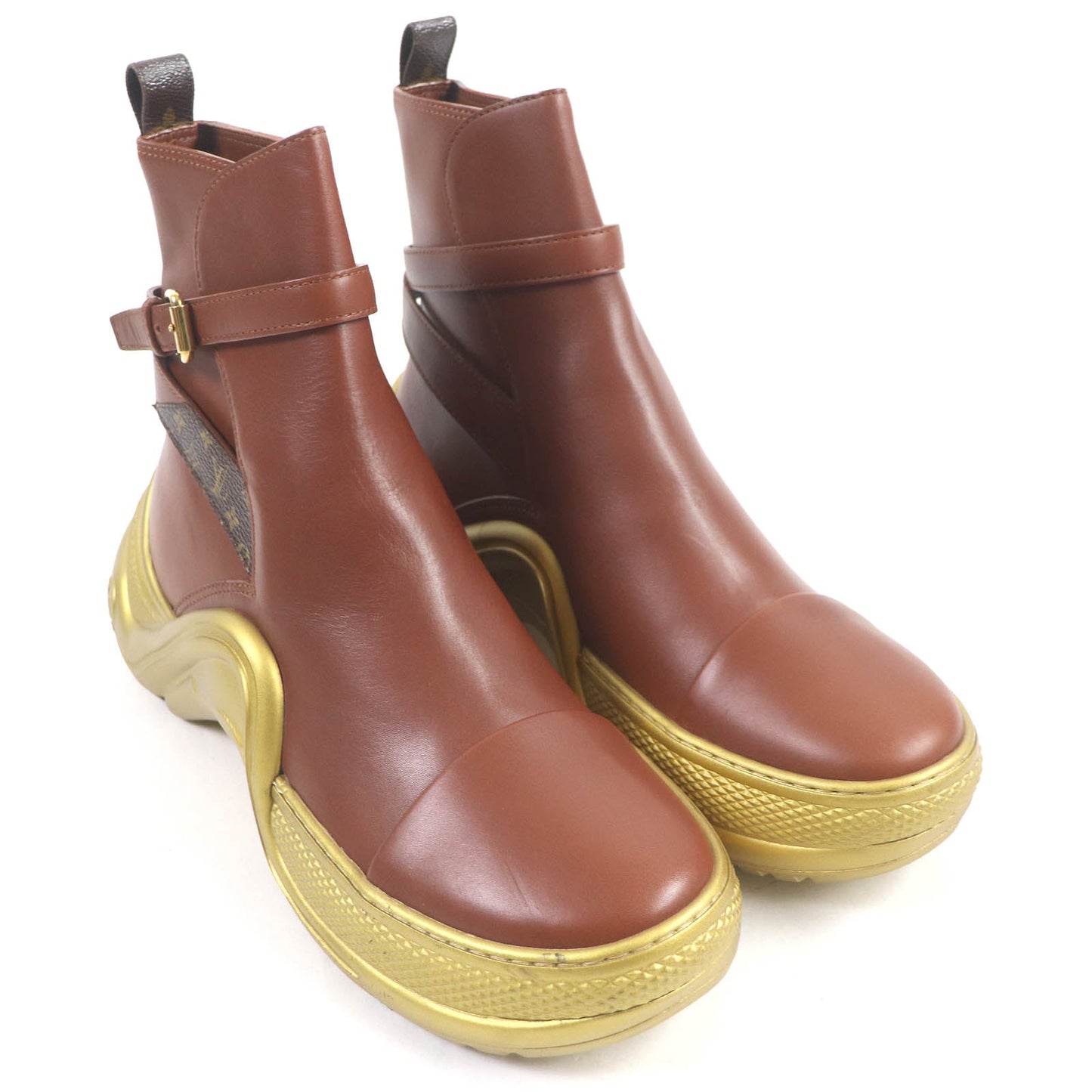 LOUIS VUITTON short boots Main: Leather Brown gold Arclight line mens 42