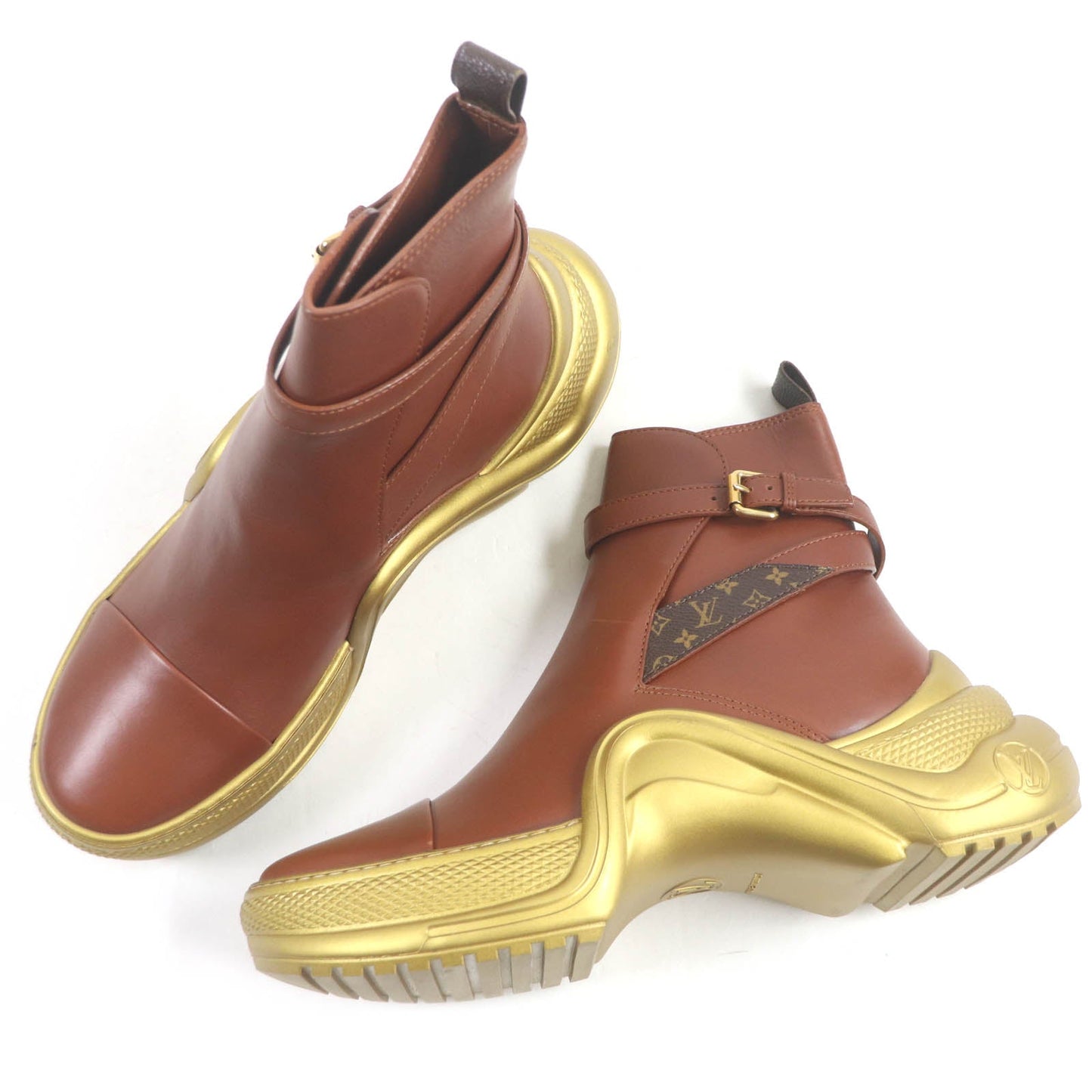 LOUIS VUITTON short boots Main: Leather Brown gold Arclight line mens 42