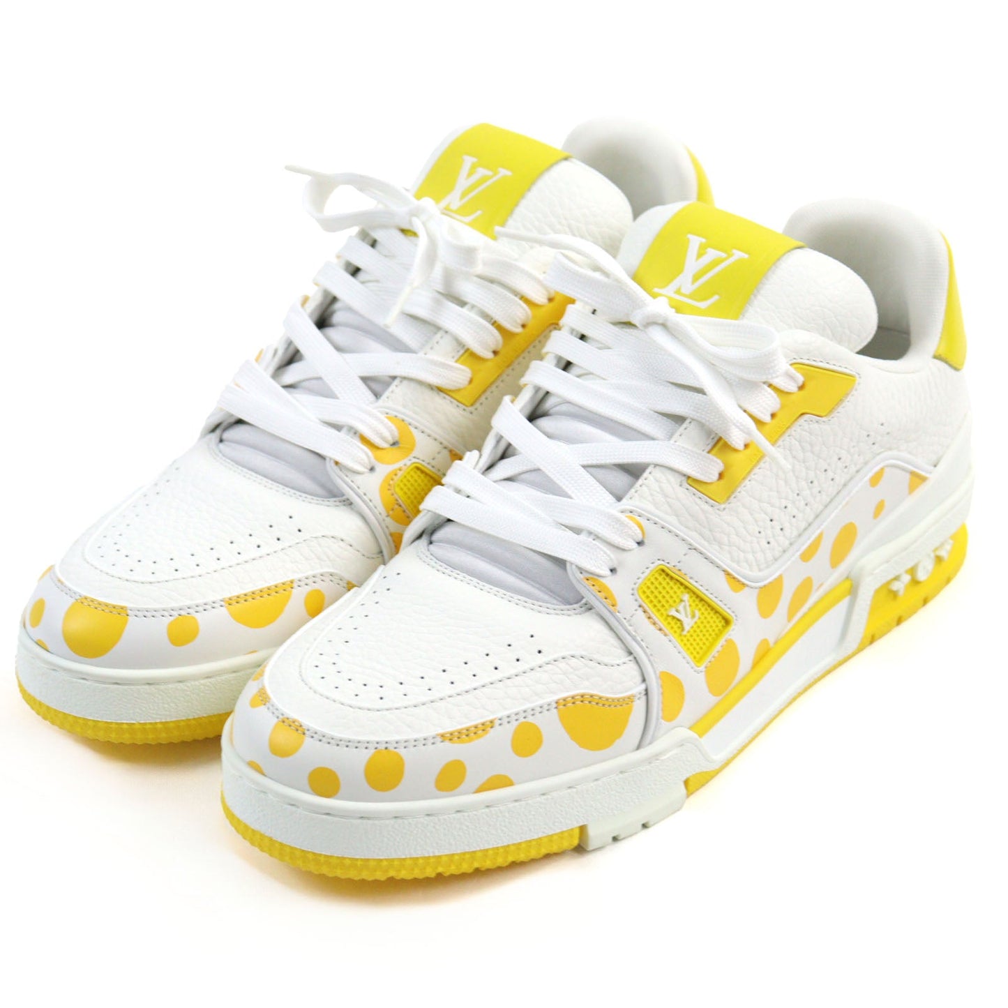 LOUIS VUITTON sneakers 1ABD20 Main: Leather White yellow LV trainer line mens 8