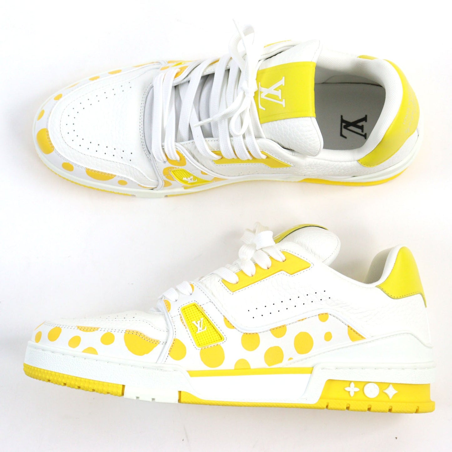 LOUIS VUITTON sneakers 1ABD20 Main: Leather White yellow LV trainer line mens 8
