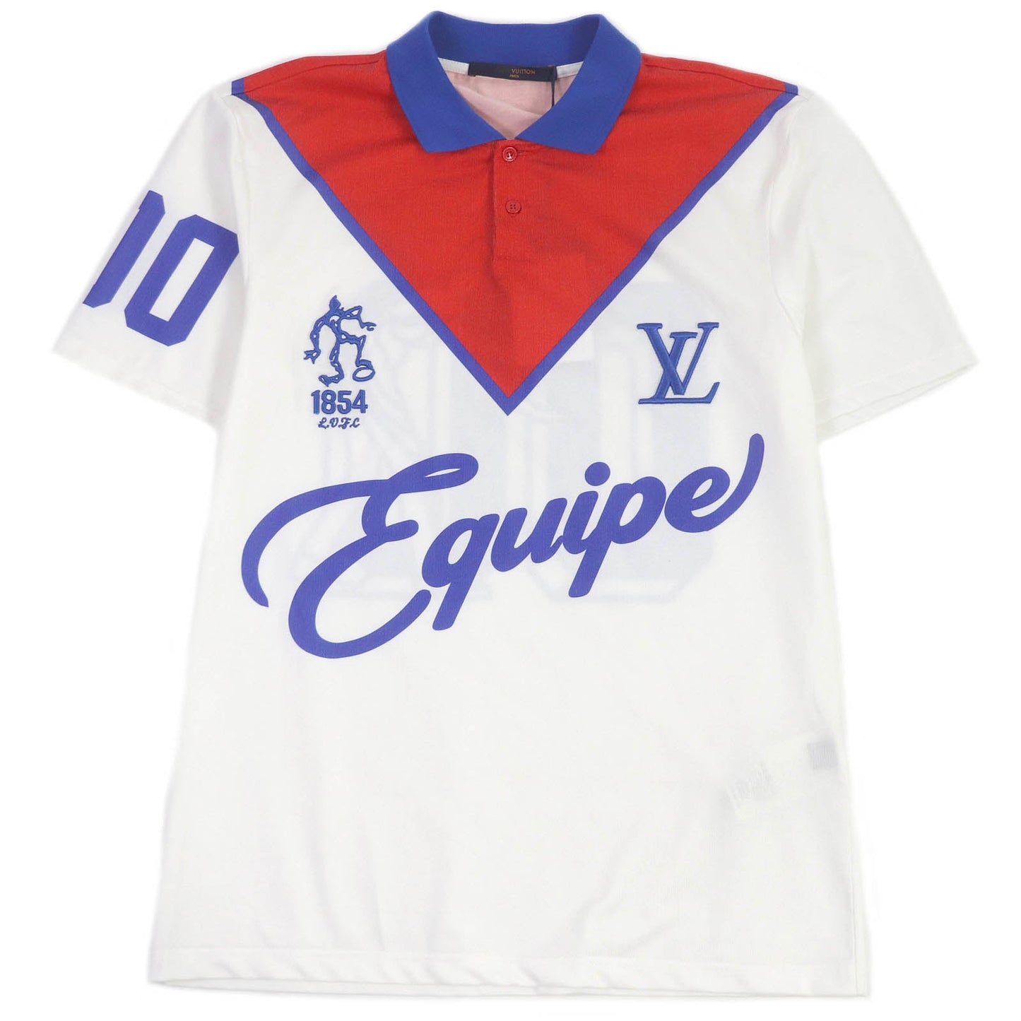 LOUIS VUITTON Short sleeve polo shirt Main: 66% polyester, 34% cotton white Equipe LV Polo mens XS