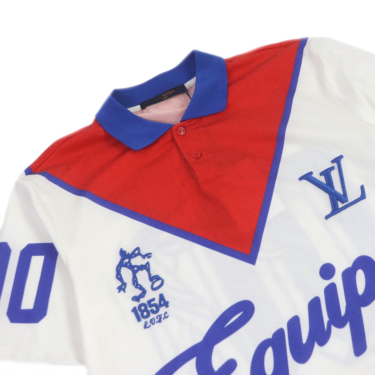 LOUIS VUITTON Short sleeve polo shirt Main: 66% polyester, 34% cotton white Equipe LV Polo mens XS