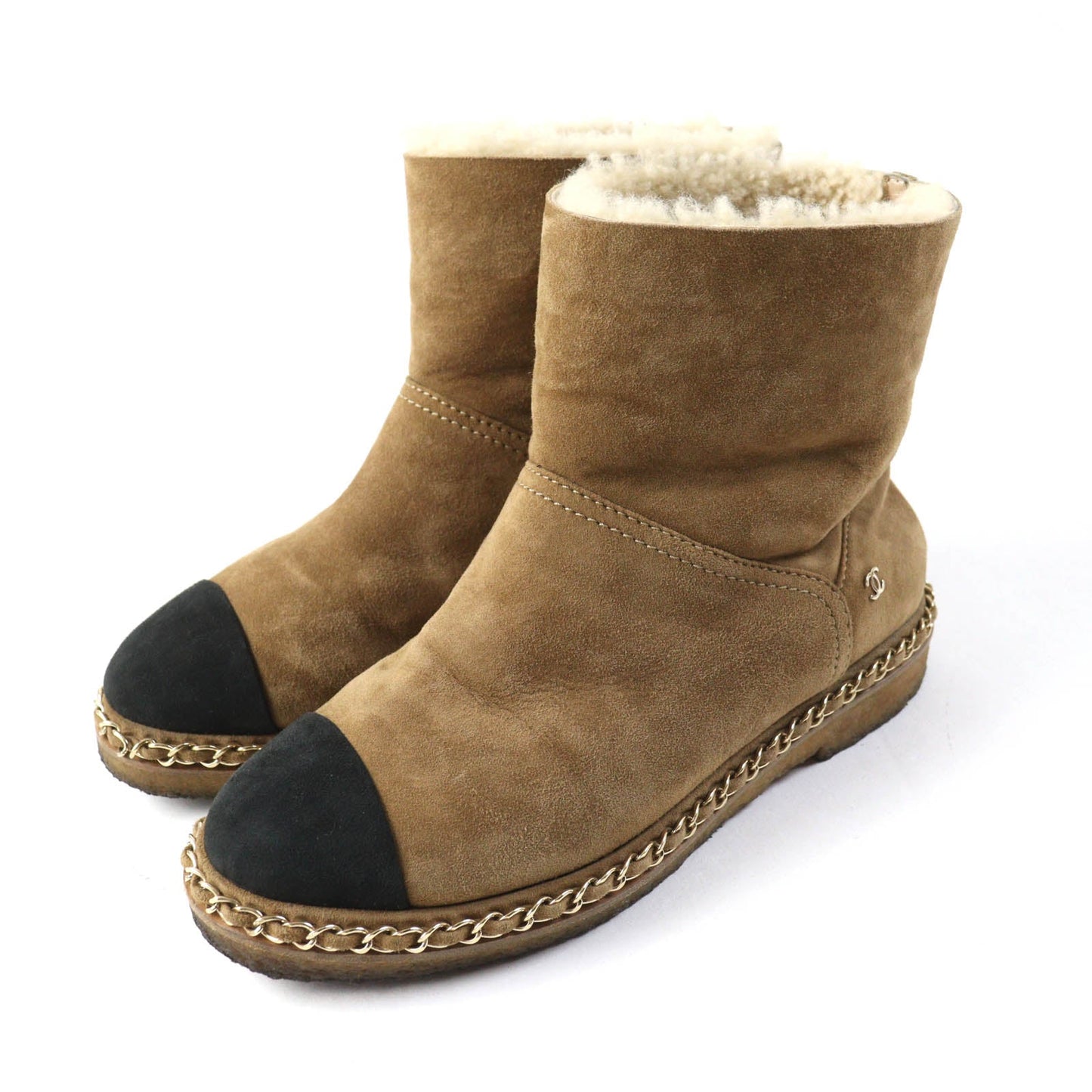 CHANEL short boots G34113 Main: Mouton Light Brown Black Women 36