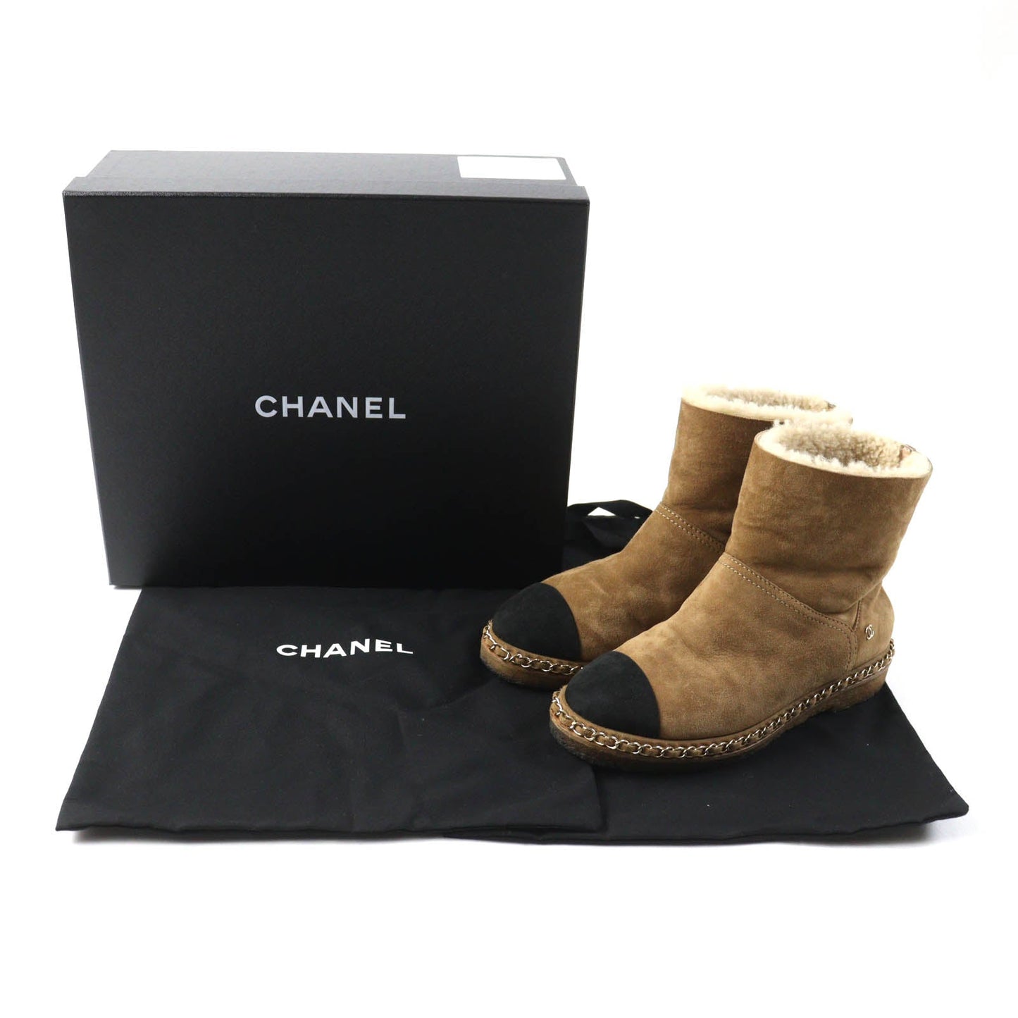 CHANEL short boots G34113 Main: Mouton Light Brown Black Women 36
