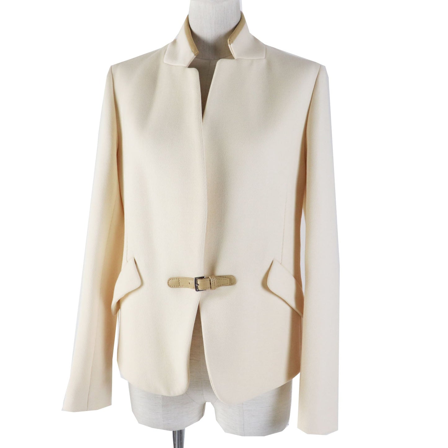 HERMES Other outerwear Outer: 95% wool, Outer: 5% cashmere, Lining: 65% rayon, Lining: 35% silk, Part: sheepskin Ivory beige Prefall collection Women 36