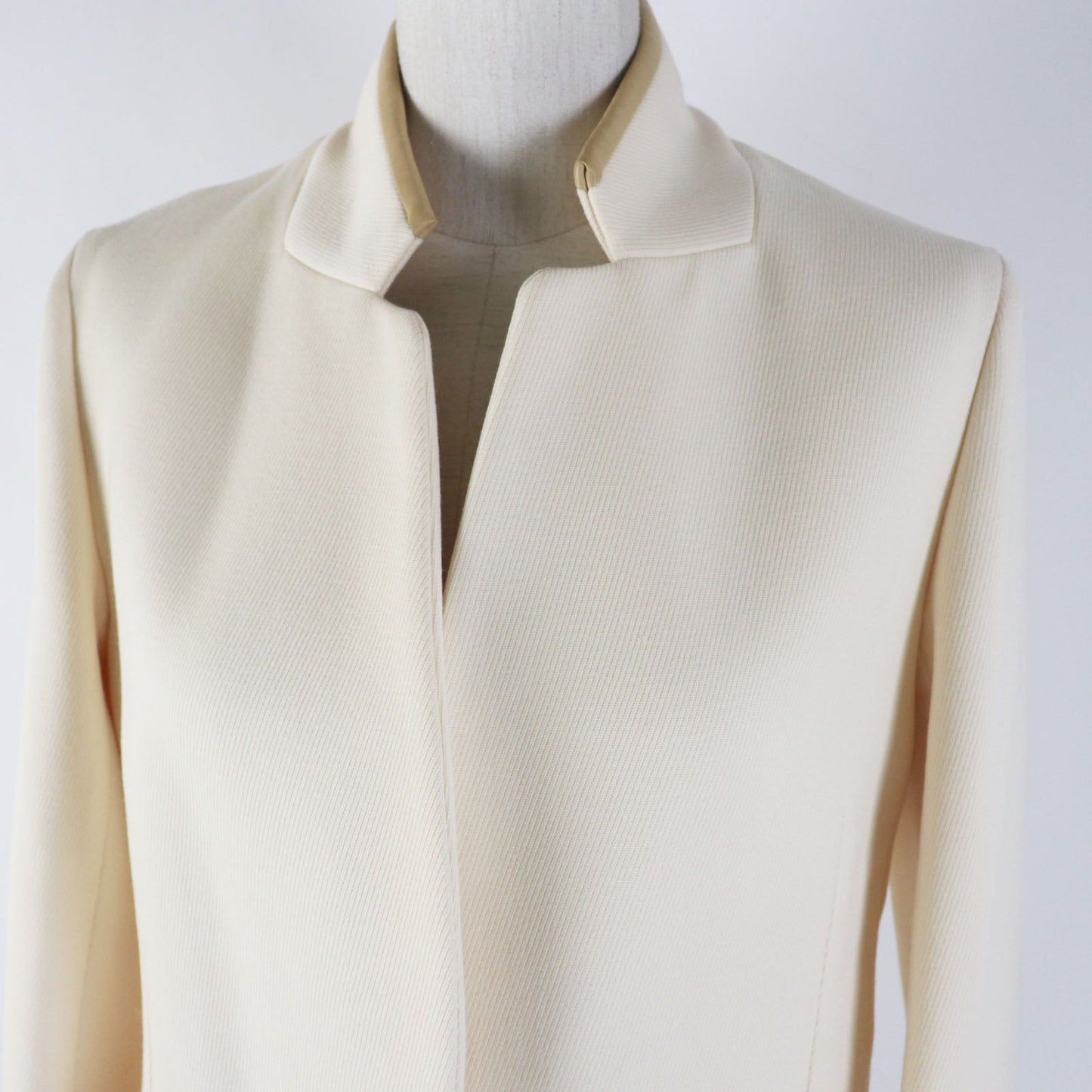 HERMES Other outerwear Outer: 95% wool, Outer: 5% cashmere, Lining: 65% rayon, Lining: 35% silk, Part: sheepskin Ivory beige Prefall collection Women 36