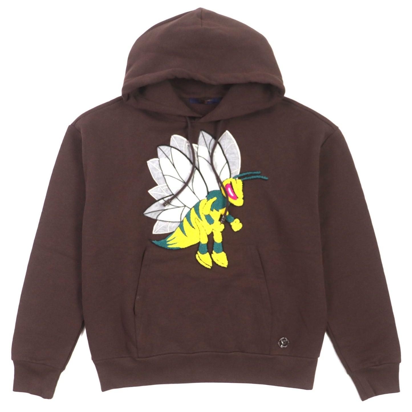 LOUIS VUITTON Hoodie Main: 100% cotton, some parts: 80% wool, some parts: 20% acrylic Brown GRAPHIC BEE PATCHED HOODIE Graphic Bee Patch Hoodie mens S