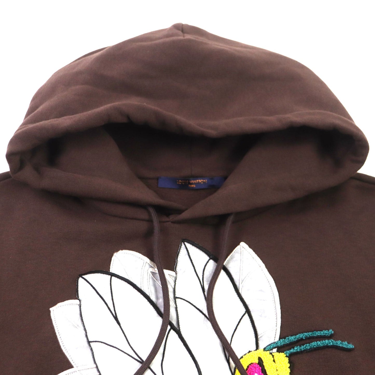 LOUIS VUITTON Hoodie Main: 100% cotton, some parts: 80% wool, some parts: 20% acrylic Brown GRAPHIC BEE PATCHED HOODIE Graphic Bee Patch Hoodie mens S