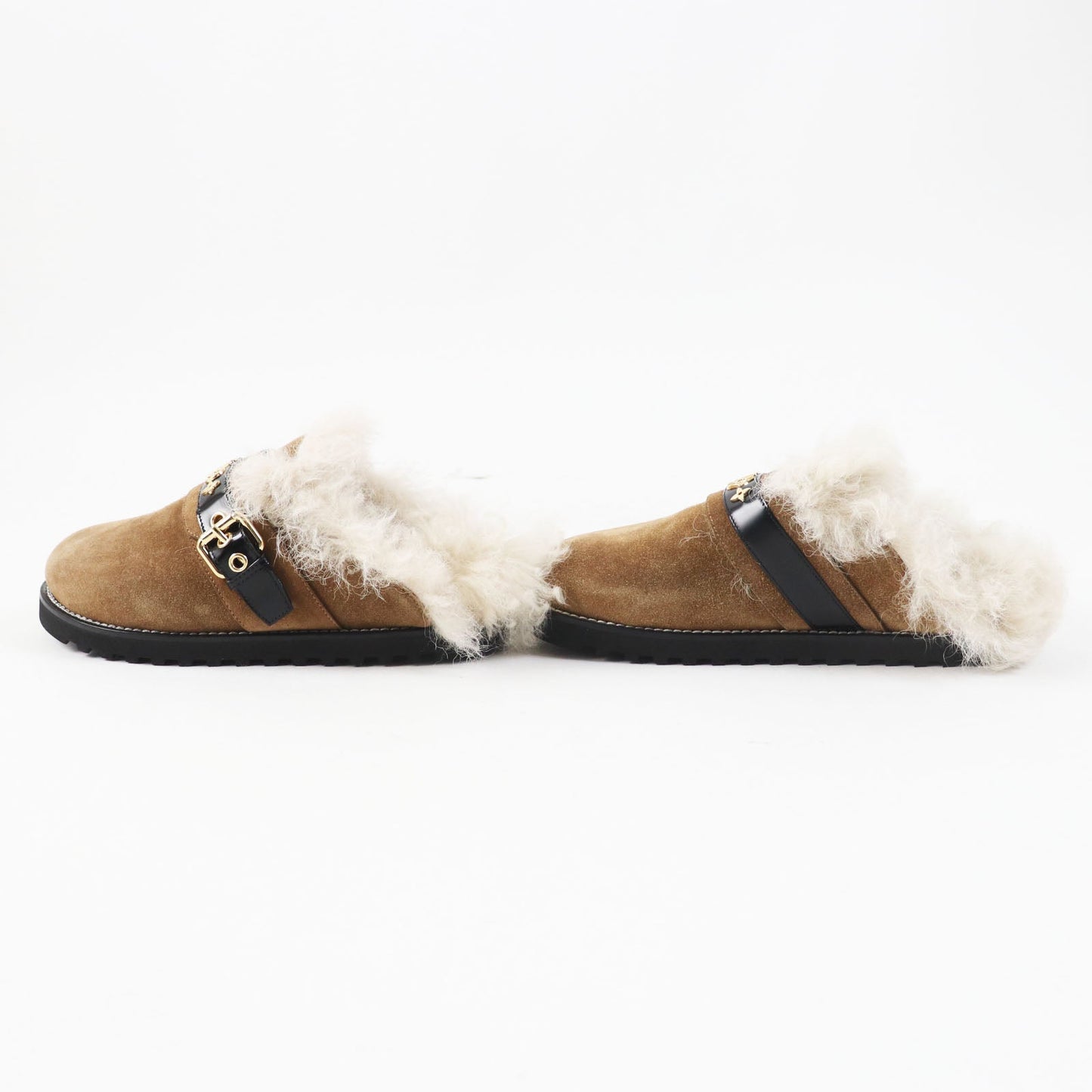 LOUIS VUITTON Sandals Main: suede leather, part: fur Brown beige Winter brake lines Women 37