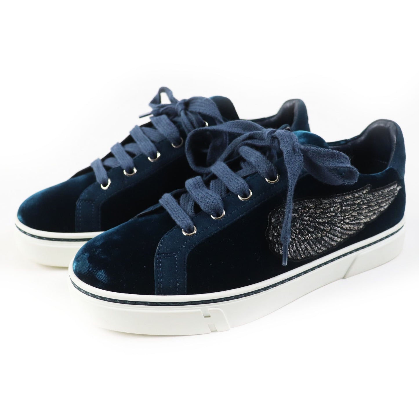 HERMES Low cut sneakers Main: Velvet, Part: Suede leather Emerald green Women 37